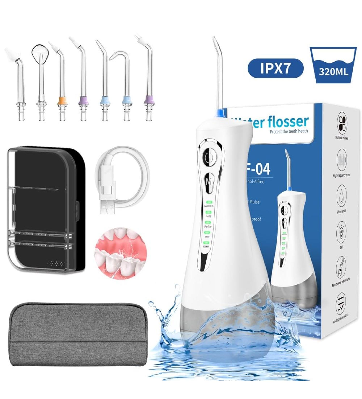 NOVAFLUX Professional Water Flossers - Cordless & Rechargeable Oral Care | 7 Jet Tips Storage | Waterproof Personal Irrigator for Home & Travel - Buy Online on GoSupps.com