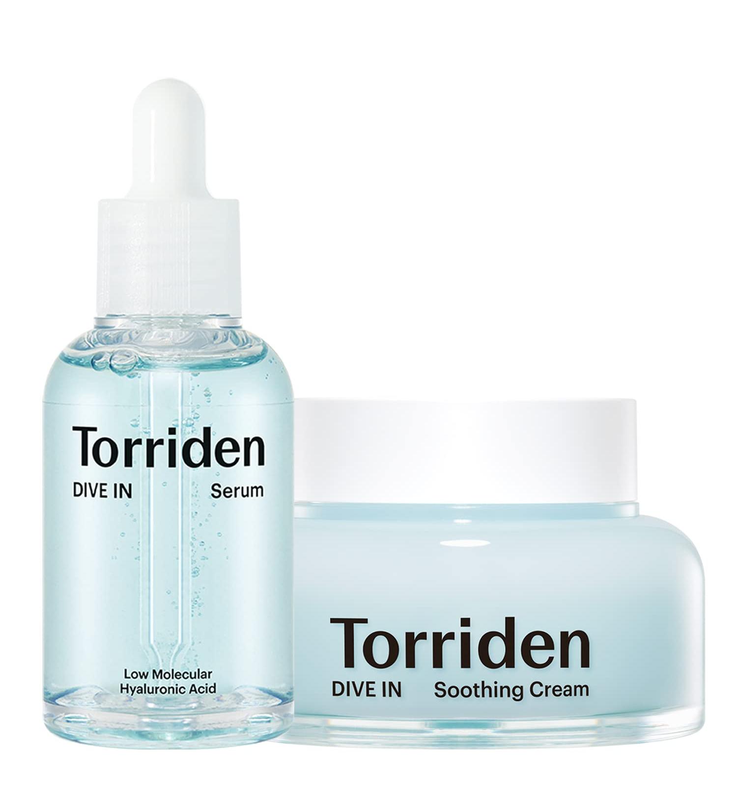 TORRIDEN Dive-in Hyaluronic Acid Serum & Soothing Cream Set | Vegan, Clean, Cruelty-Free Skincare | Moisturizer & Astringent for Face | Alcohol & Fragrance-Free | 1.69 fl oz Serum, 3.38 fl oz Cream - Buy Online on GoSupps.com