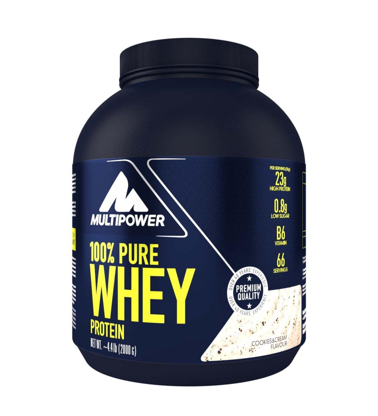 Buy Multipower Whey Protein Shake Powder 2 kg - Cookies & Cream | Ideal Post-Workout Recovery | High Protein & Vitamin B6 - Buy Online on GoSupps.com