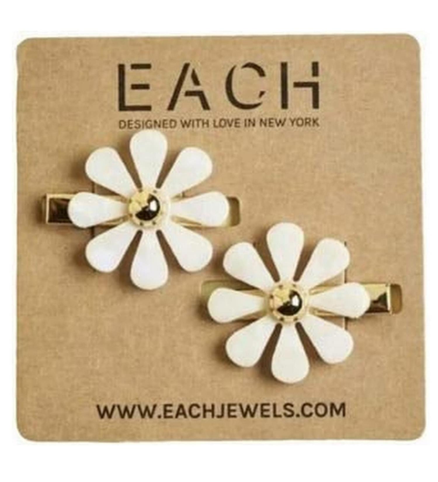 Shiny Pearl Daisy Hair Clips - 2pc Set | Jewels Flower Hair Accessories - Buy Online on GoSupps.com