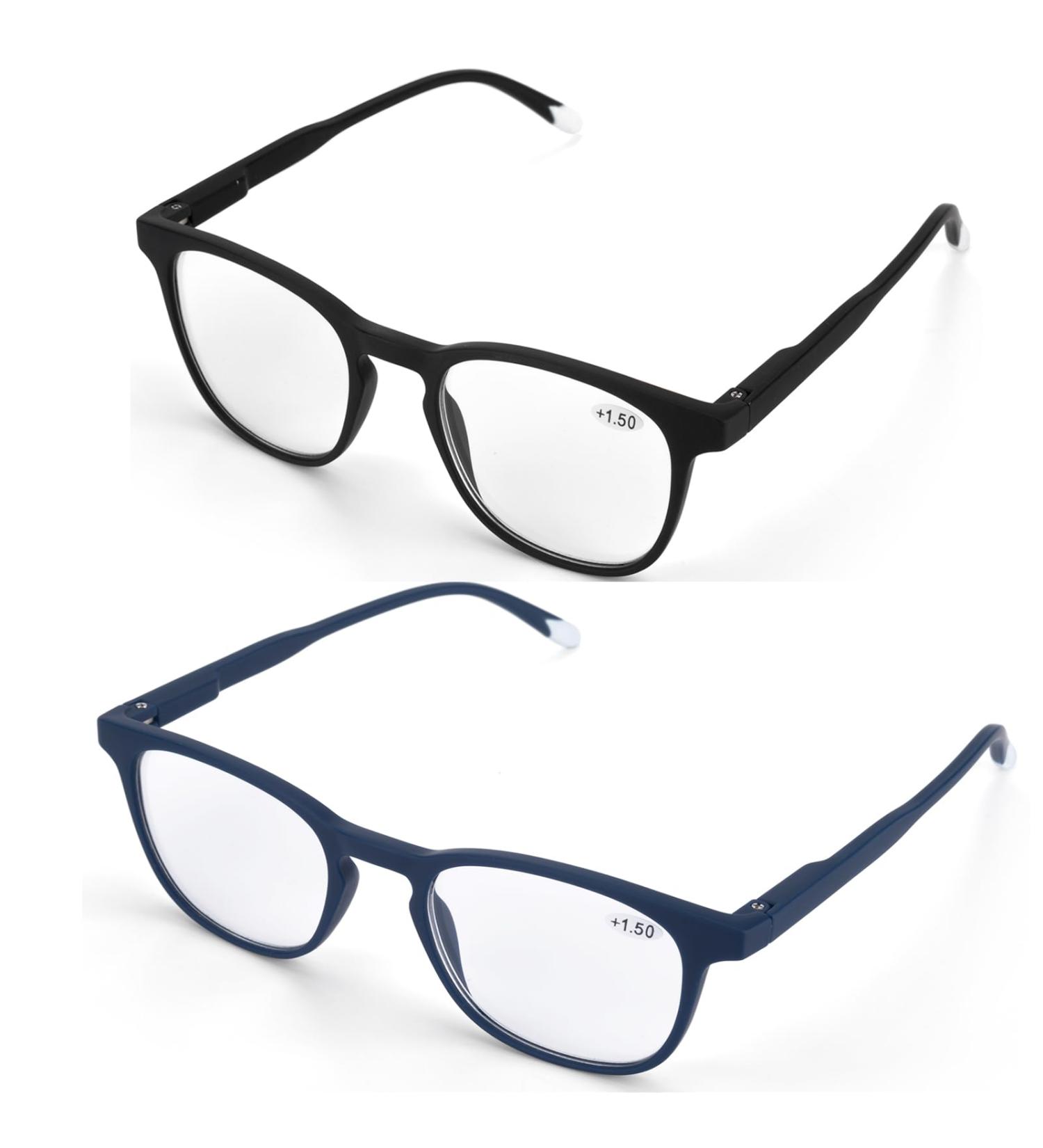 Buy Lanlang 2-Pack Blue Light Filter Glasses for Men - Anti-Eye Strain & UV Protection - Stylish Black & Blue - 0-4.0 Diopters - Buy Online on GoSupps.com
