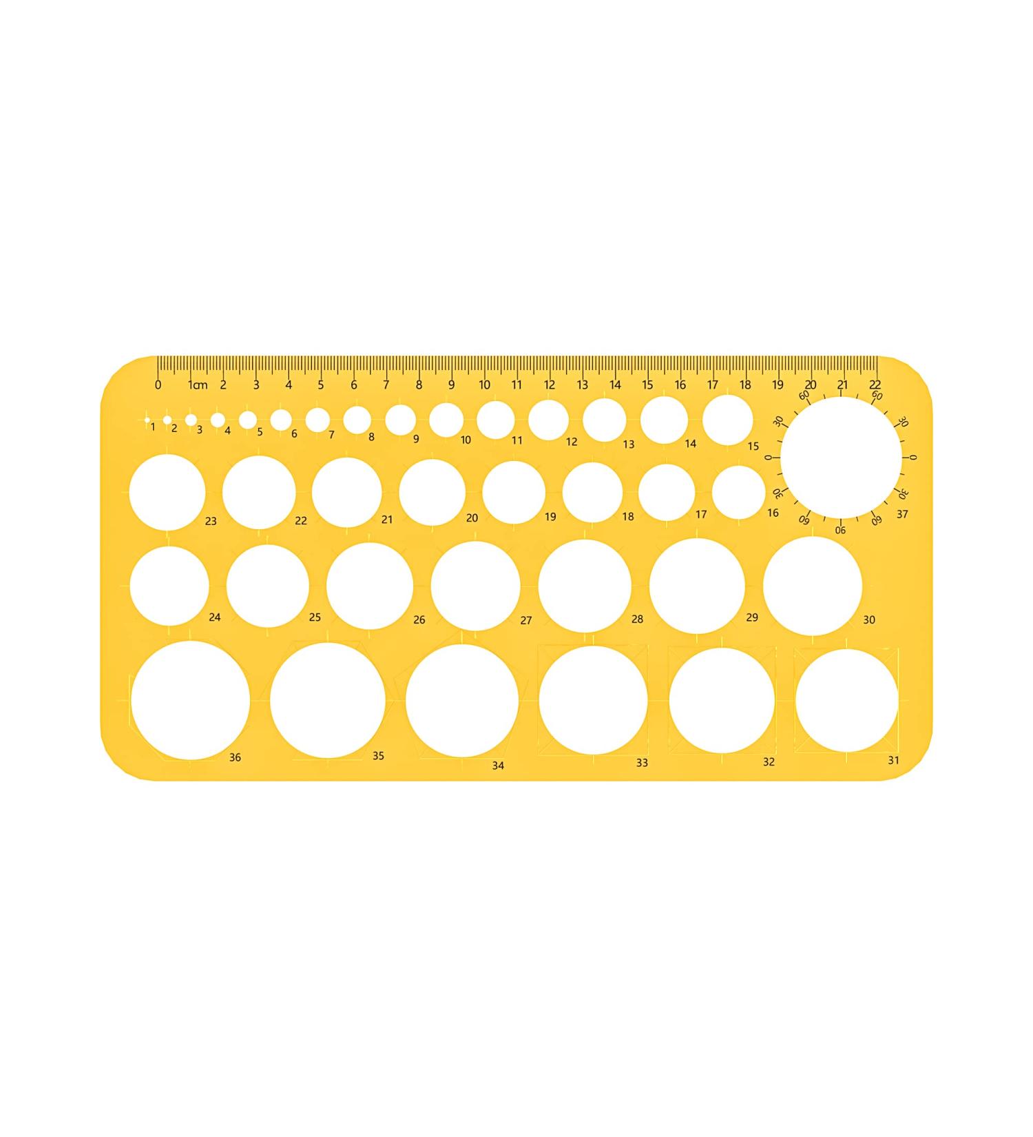 RZDEAL Circle Round Stencil Template Artist Design Drawing Tool (1mm to 37mm) Yellow - Buy Online on GoSupps.com