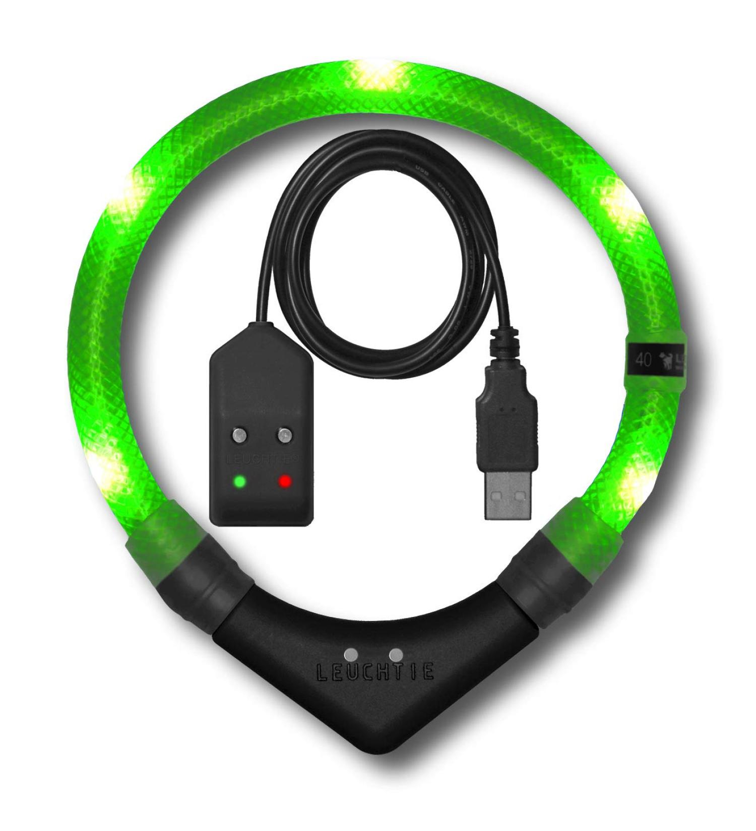 Leuchtie Luminous Elbe Easy Charge LED Dog Collar - Waterproof USB Rechargeable Extremely Bright 25h Light Duration Neon Green for Small Medium & Large Dogs - Buy Online on GoSupps.com