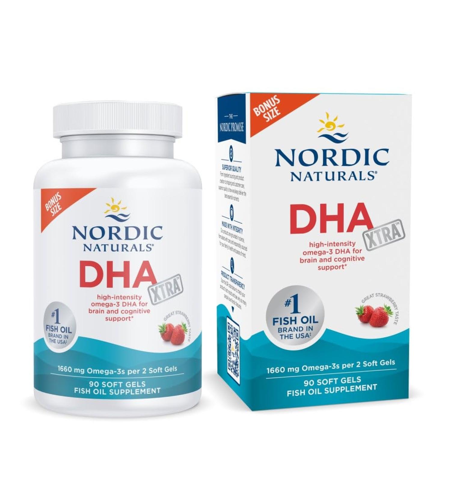 Nordic Naturals DHA Xtra Strawberry - 90 Soft Gels - 1660 mg Omega-3 - High-Intensity DHA Formula for Brain & Nervous System Support - Non-GMO - 45 Servings Strawberry 90 Count (Pack of 1) - Buy Online on GoSupps.com