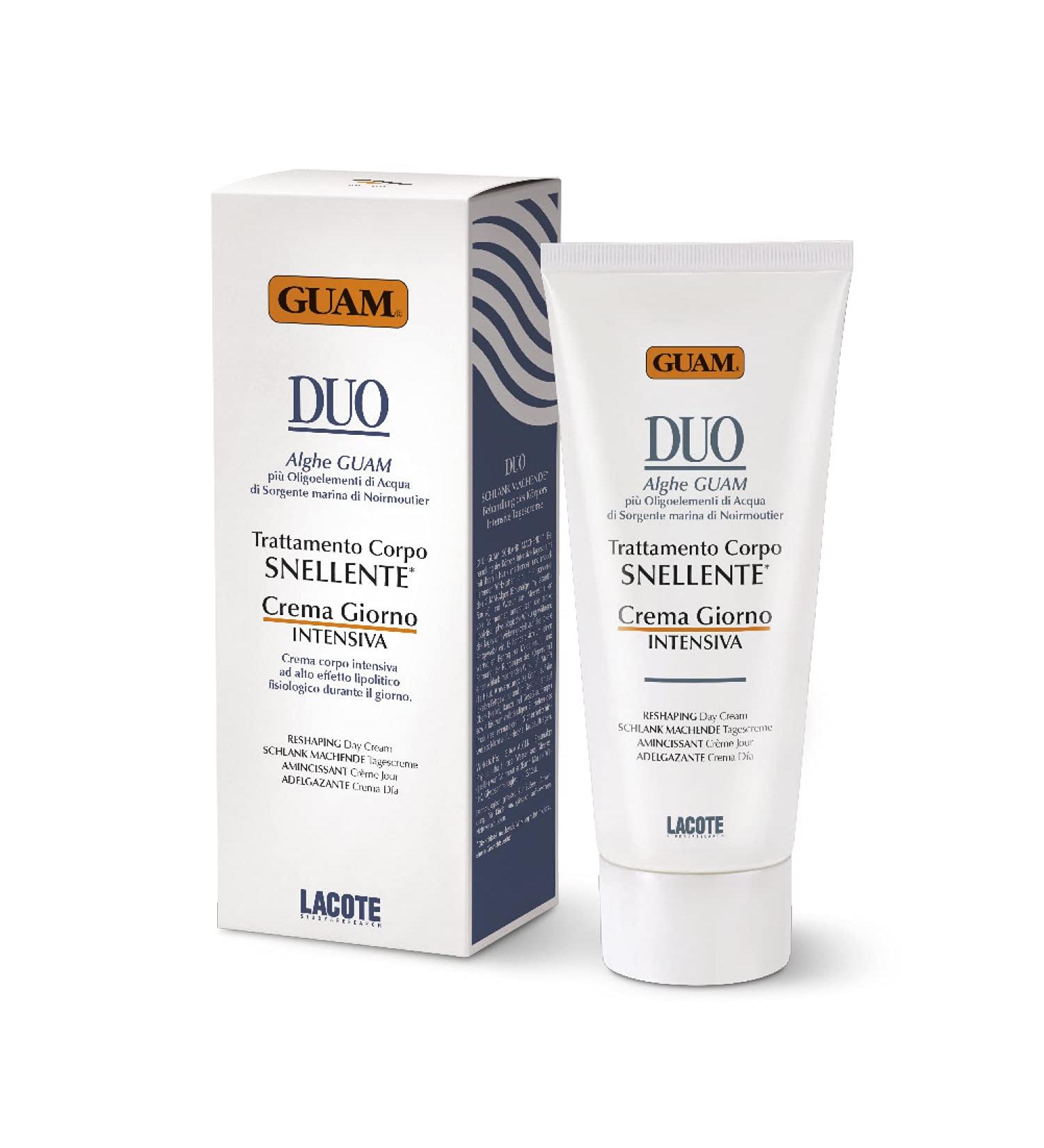 Guam intensive slimming body cream duo daily body treatment with Guam Sea algae body cream acts on localized fat pads made in Italy 200 ml pack