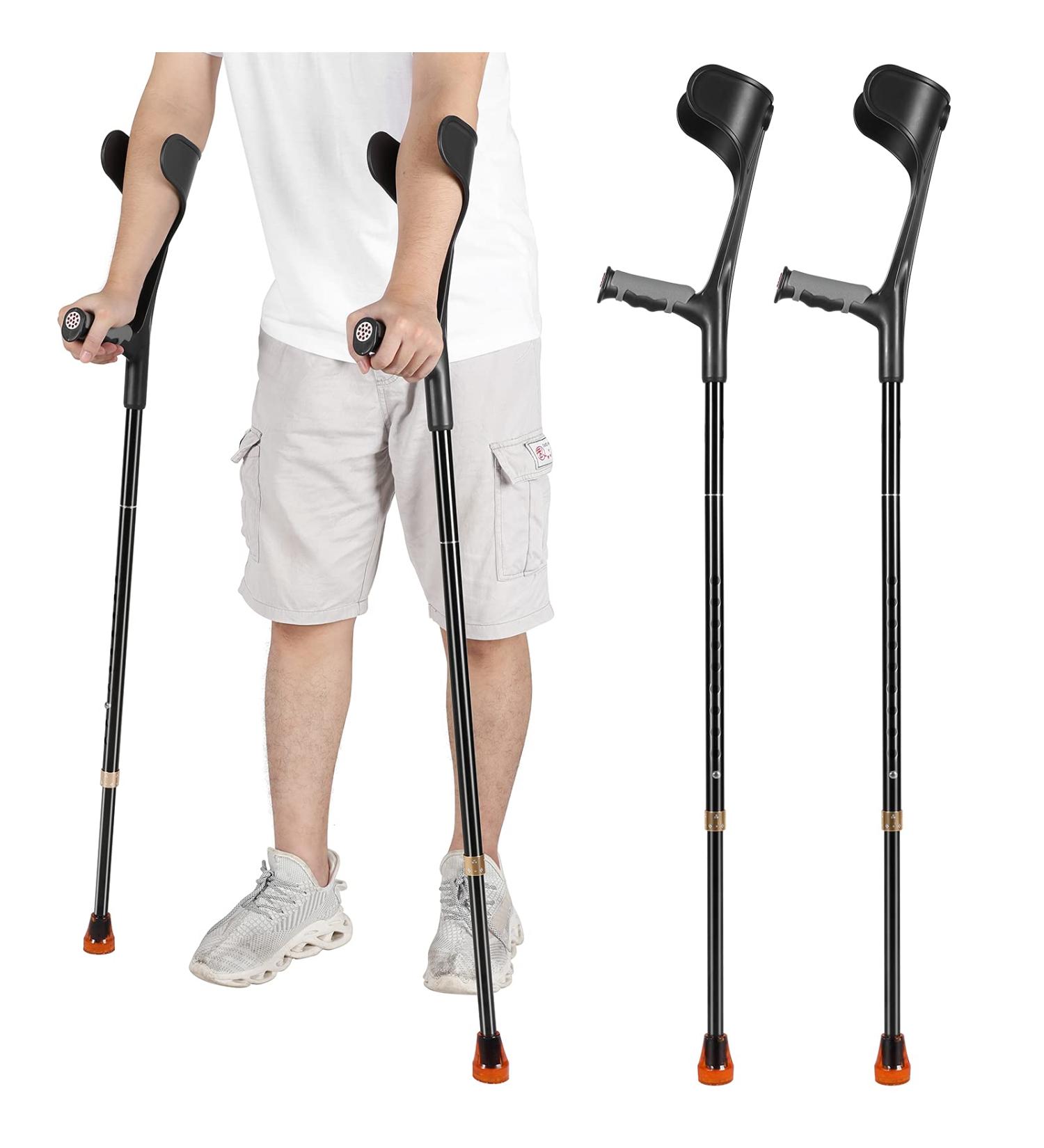Antdvao Folding Forearm Crutches - Lightweight, Adjustable, Non-Slip - 2 Pack (Black) - Buy Online on GoSupps.com