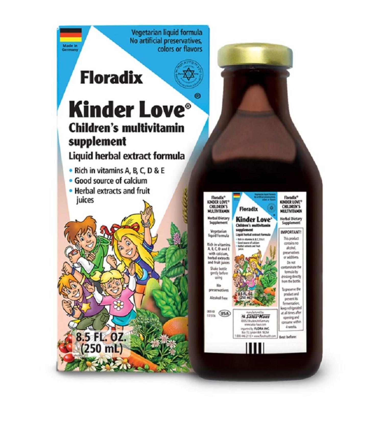 Flora Floradix Kinder Love Children's Multivitamin 8.5 fl oz - Essential Nutrients for Kids - Buy Online on GoSupps.com