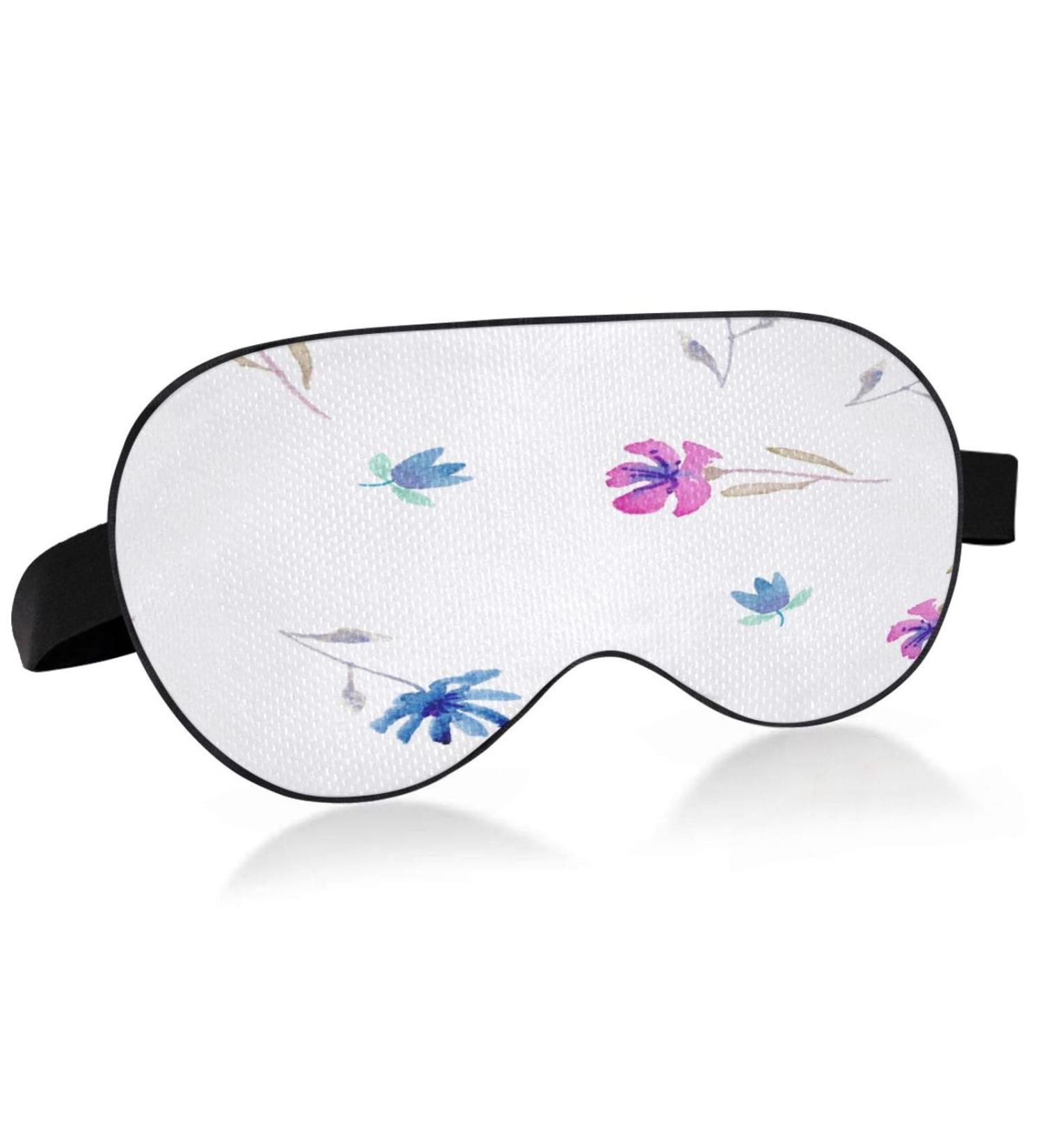 WELLDAY Sleep Mask Pink and Blue Flowers | Adjustable Strap Eye Shade Cover for Men and Women - Buy Online on GoSupps.com
