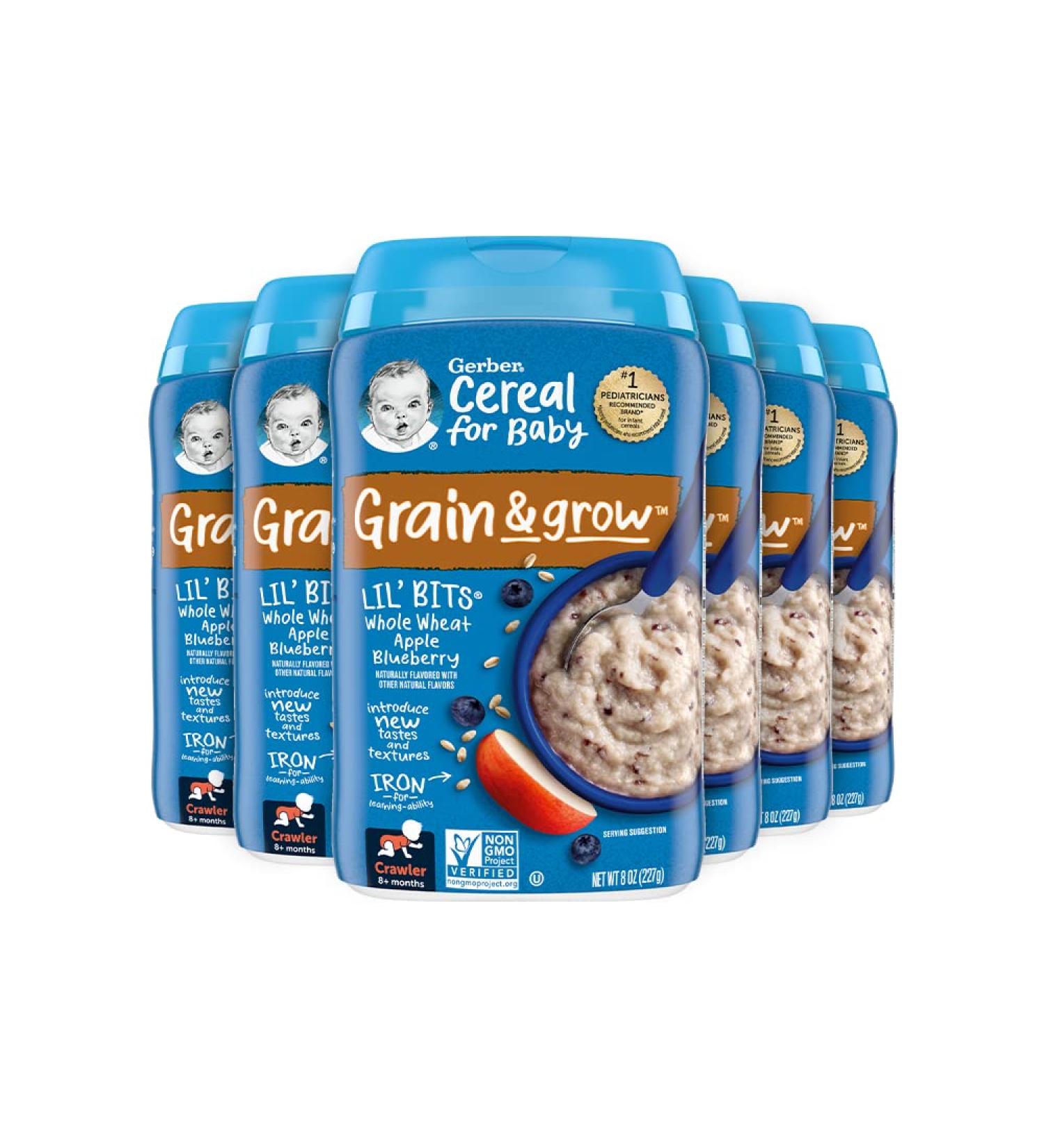 Gerber Lil Bits Whole Wheat Apple Blueberry Baby Cereal 8 Oz - Pack of 6 - Buy Online on GoSupps.com