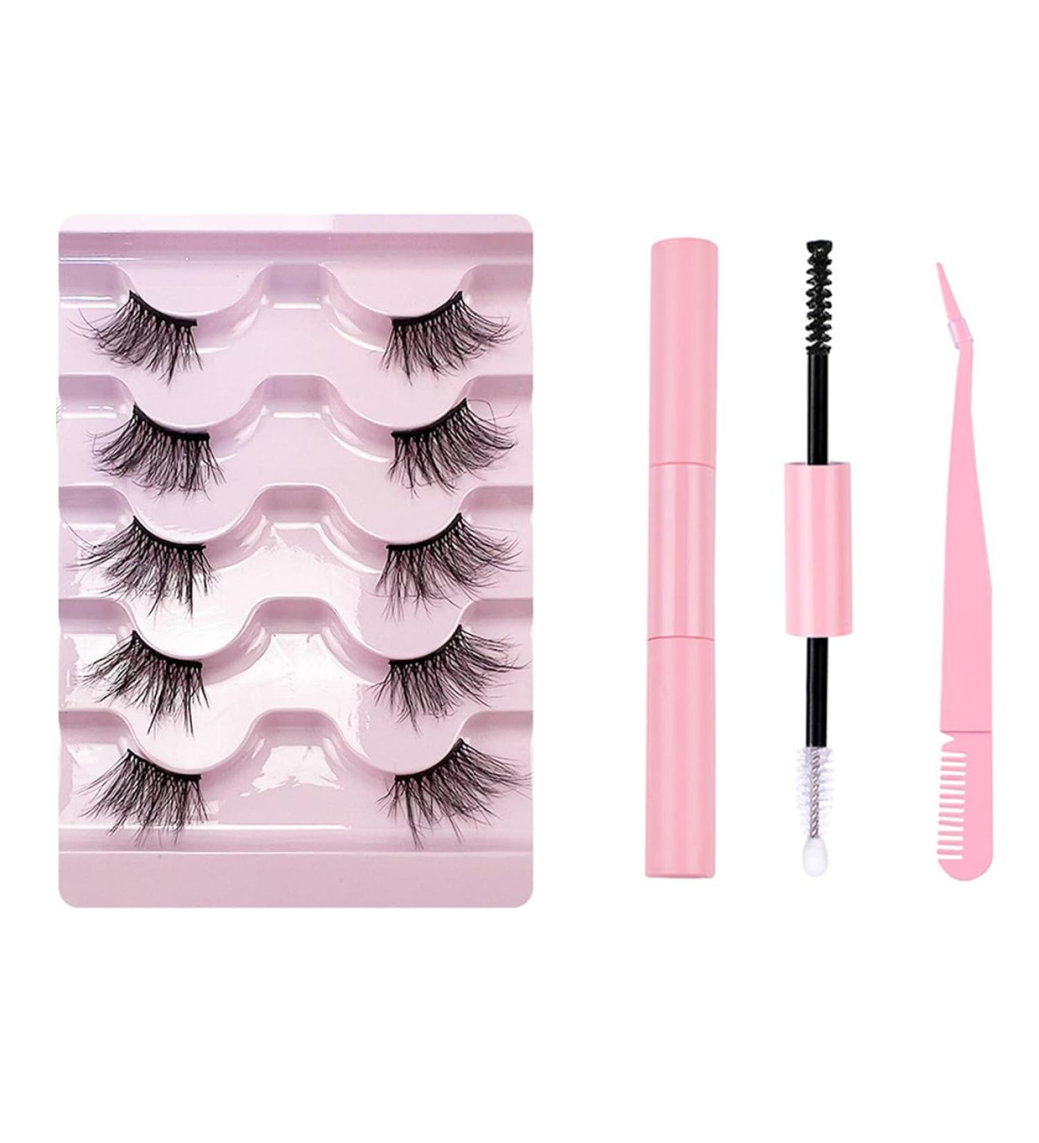 FAIRYGATE Fake Lashes Lashes Natural Look False Eyelashes Half Lashes Dramatic Fluffy Eye Lashes Short Wispy 5 Pairs Mink Lash with Glue and Pink Tweezers B5109 FGJSTB5109 - Buy Online on GoSupps.com