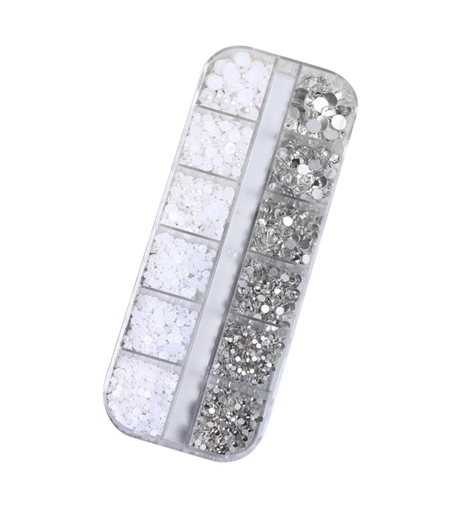 FEIlei 12 Grids Nail Charms Rhinestones Flat Back Diamond Nail Art Crafts Rhinestones - Buy Online on GoSupps.com