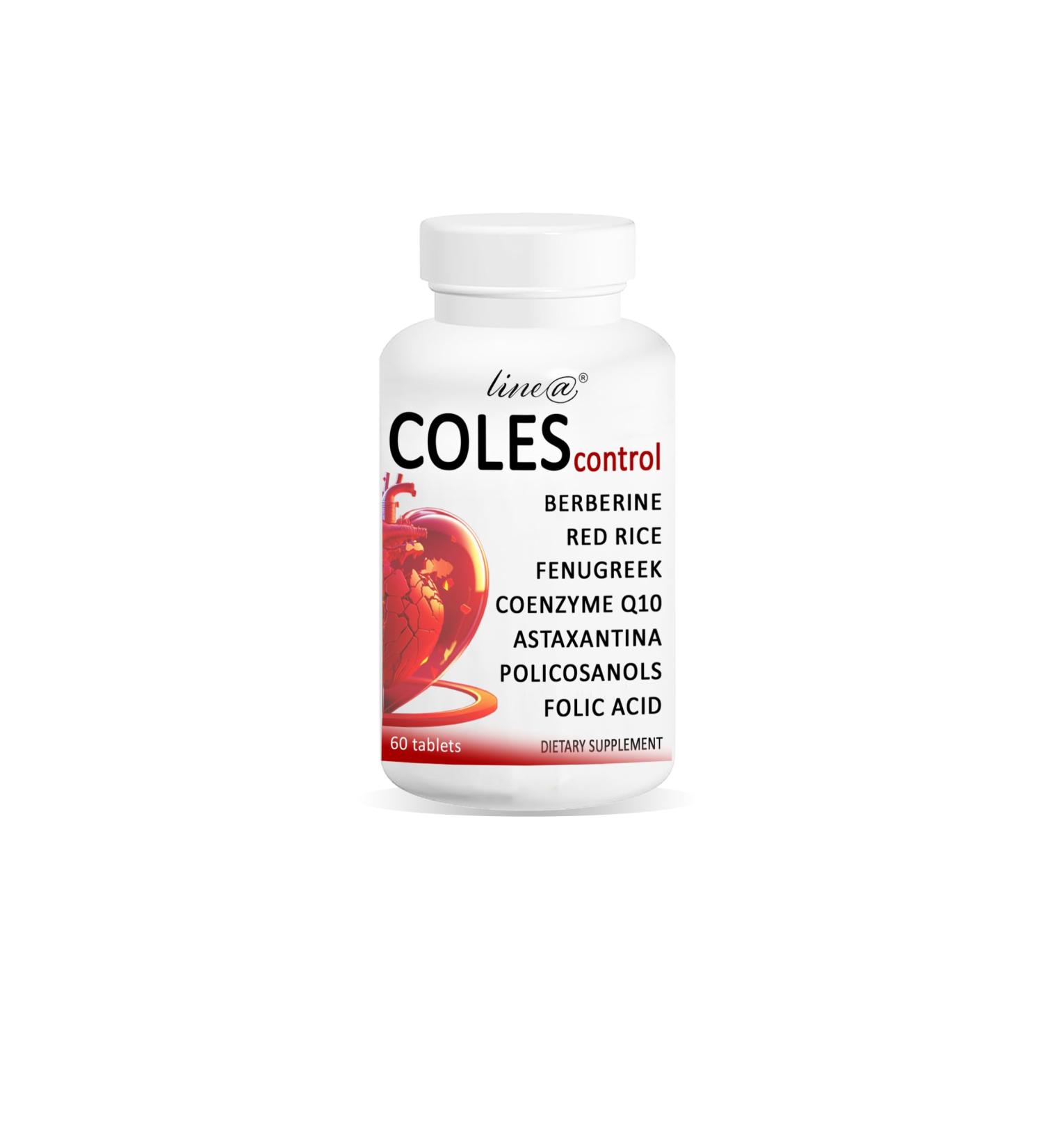 Colescontrol Line Dietary Supplements - Berber Red Rice Bockshornklee Coenzyme Q10 Astaxanthin Policosanols & Folic Acid | 60 Tablets | 2-Month Supply - Shop Now! - Buy Online on GoSupps.com