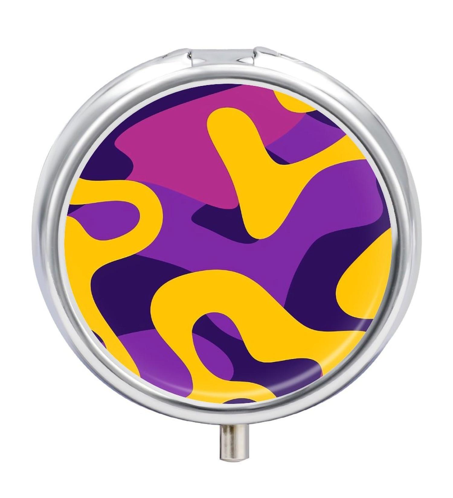 Portable 3 Compartment Pill Box - Travel-Friendly Medicine Organizer in Yellow & Purple - Ideal for Handbag & Pocket - Buy Online on GoSupps.com