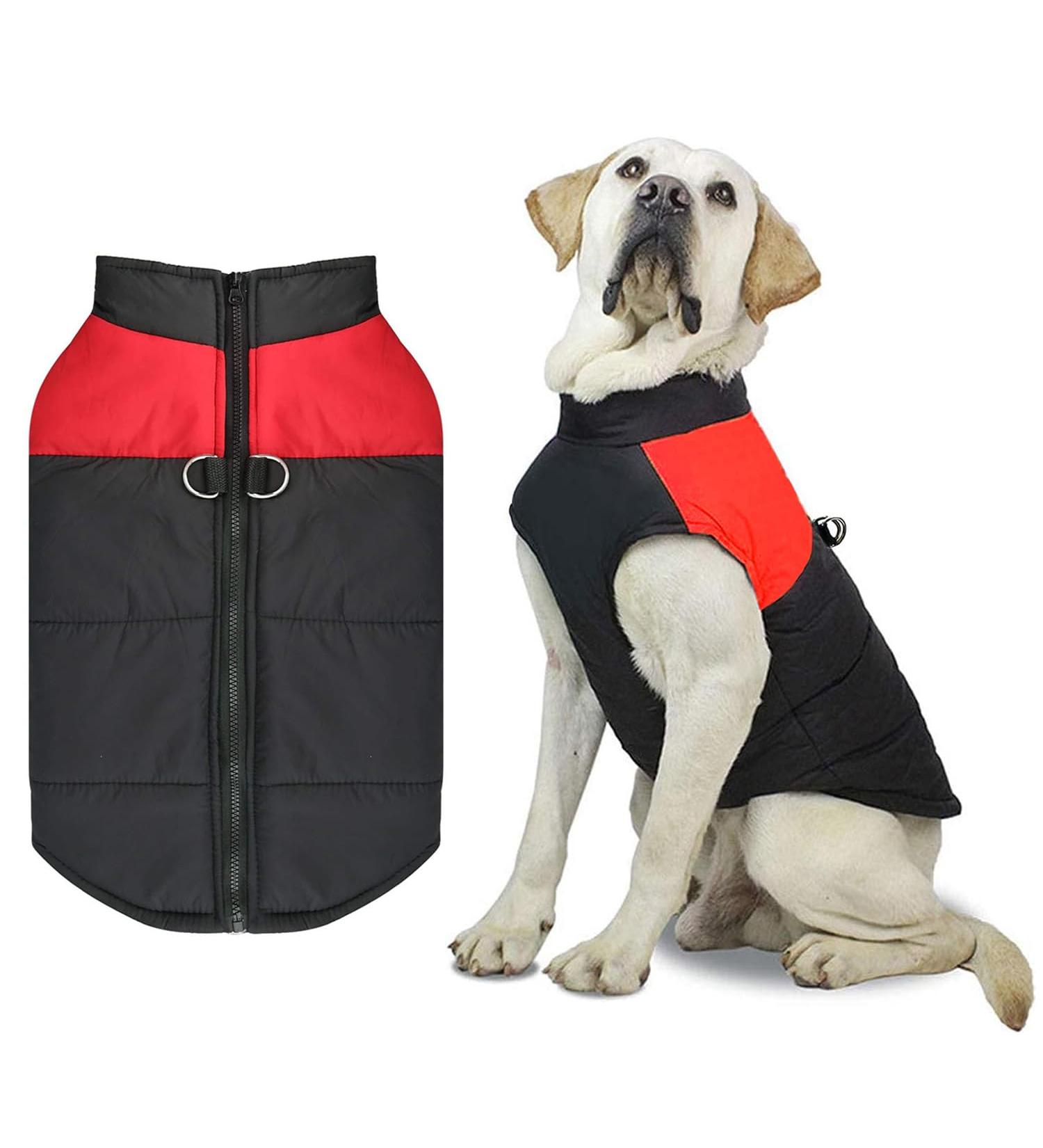 Premium Waterproof Dog Coat for Small to Large Dogs | Warm Winter Jacket with D-Ring | Windproof & Stylish - 2XL Red - Buy Online on GoSupps.com