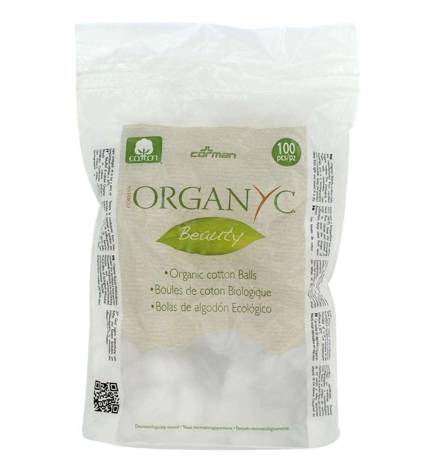 Corman Cotton Balls 100 ct | Premium Organic Cotton Toiletries by ORGANYC - Eco-Friendly & Hypoallergenic - Buy Online on GoSupps.com