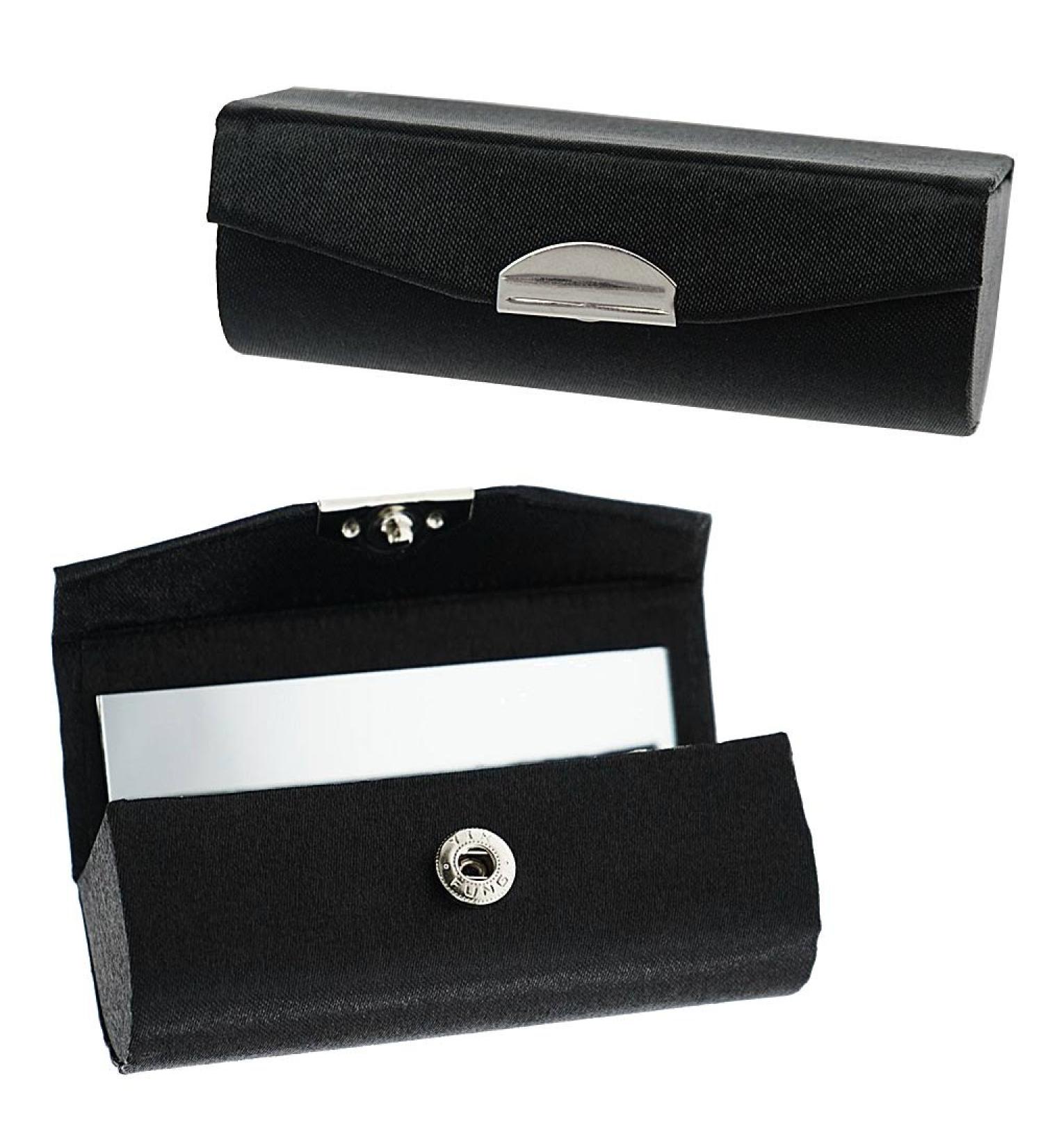 Kosmetex Black Lipstick Box with Mirror & Snap Fastener - Elegant Lipstick Case for International Shipping - Buy Online on GoSupps.com