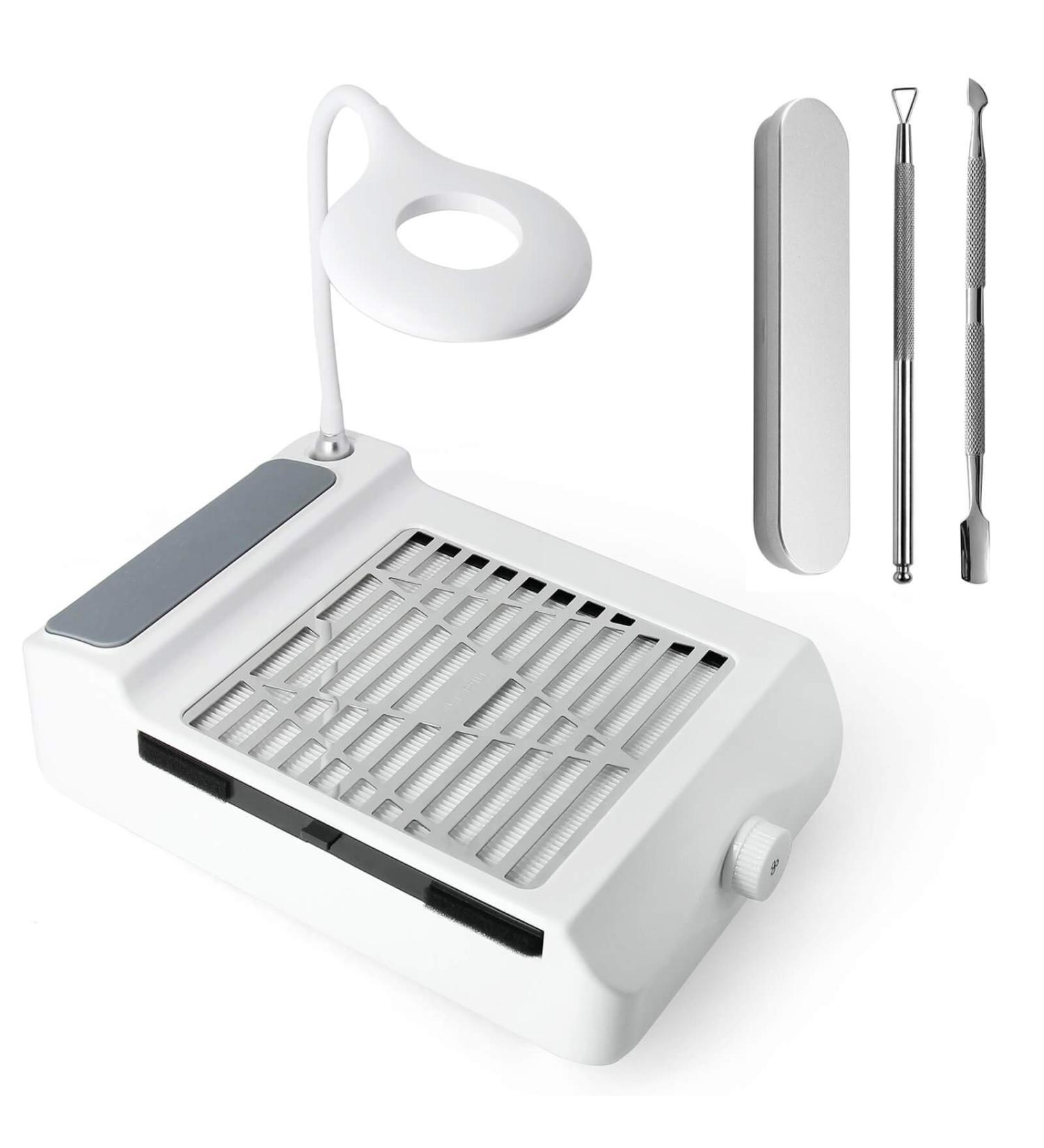 Nail Dust Collector for Acrylic Nails with Powerful Suction Fan - Includes Stainless Steel Cuticle Pusher | Manicure Tool - Buy Online on GoSupps.com