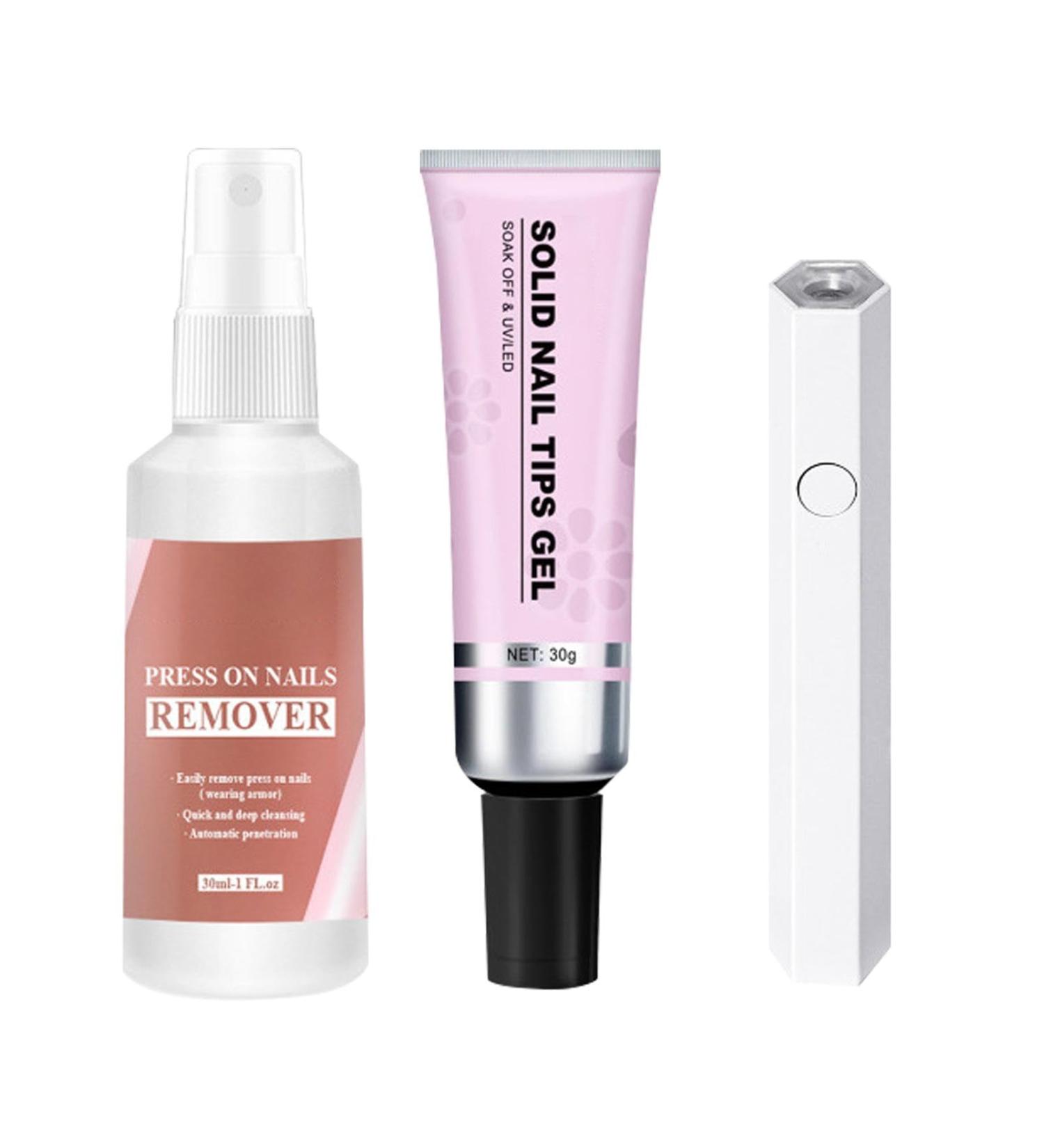 Soft Gel Nail Tips Glue - Nail Glue Kit For Press On Tips - Quick Drying Adhesive Solid Rhinestone Glue With Remover For Press On Nails Tips Salon Art Lamp Curing Needed - Buy Online on GoSupps.com