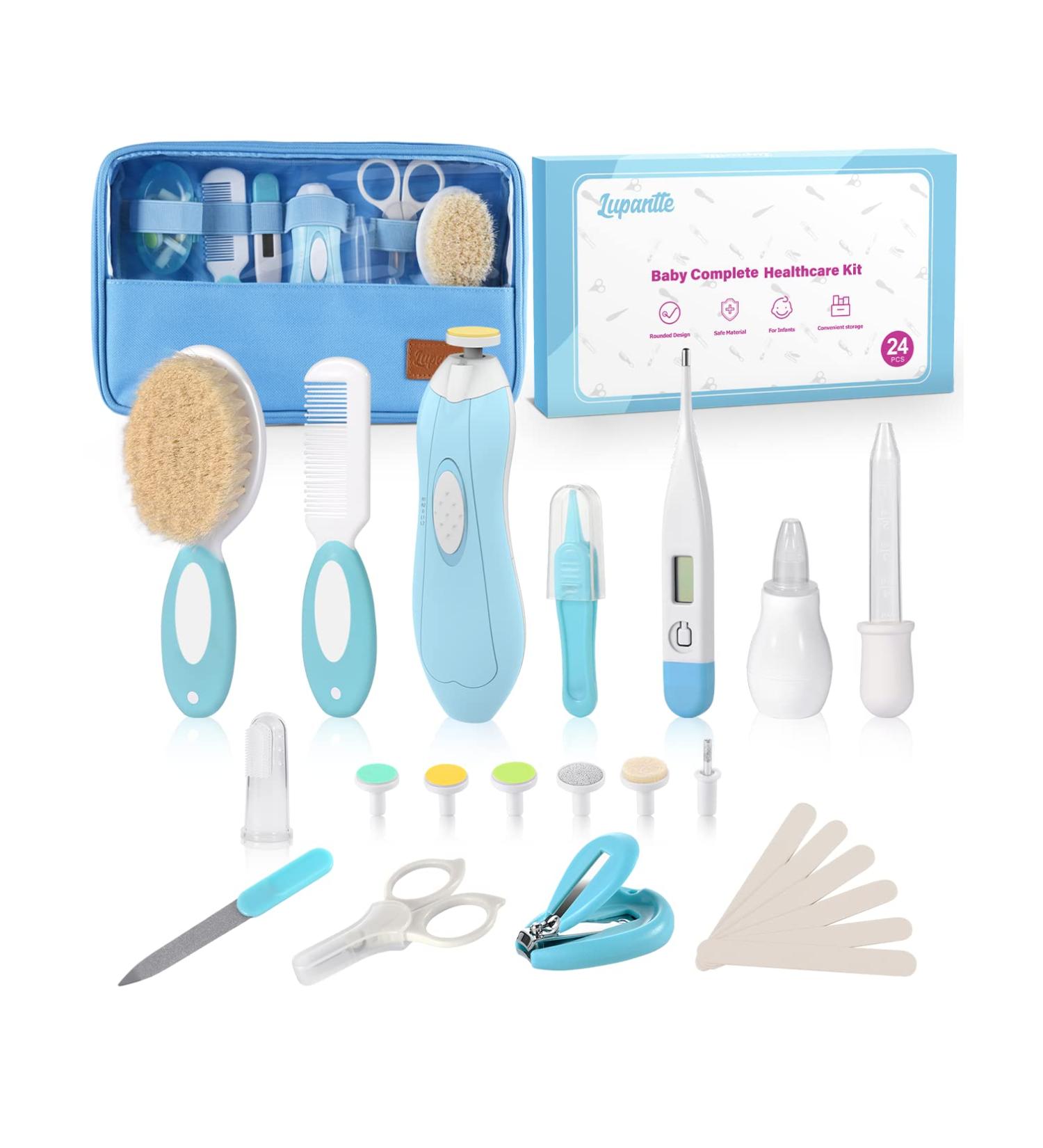 Lupantte 24-in-1 Baby Healthcare & Grooming Kit - Electric Nail Trimmer, Nursery Care Set, Toddler Clippers, Medicine Dispenser - Blue Baby Care Products - Buy Online on GoSupps.com