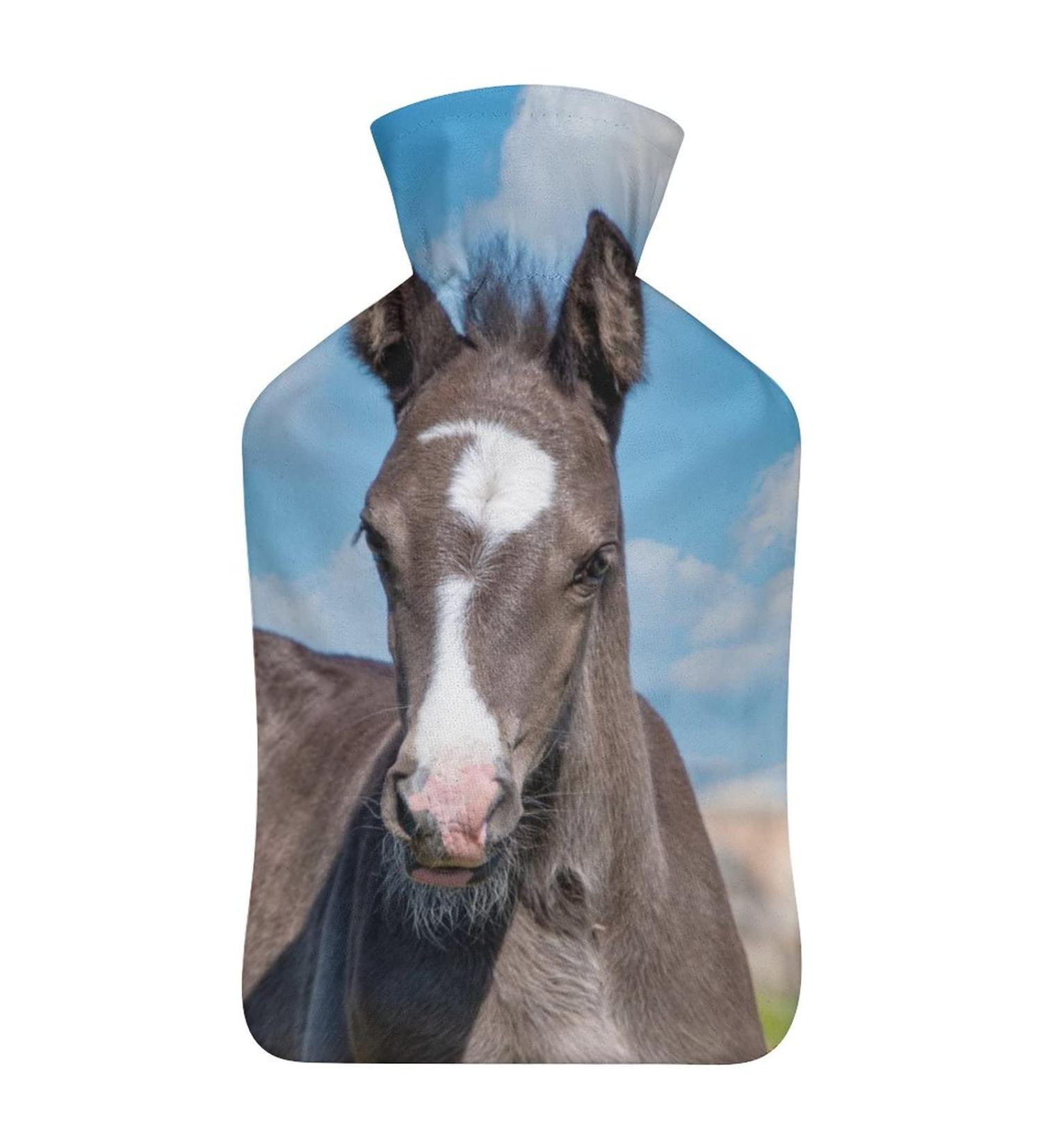 Soft Plush Horse Hot Water Bottle with Cover | Hand Warmer for Adults & Children | 26.5x15.3cm - Ideal for Cozy Comfort - Buy Online on GoSupps.com