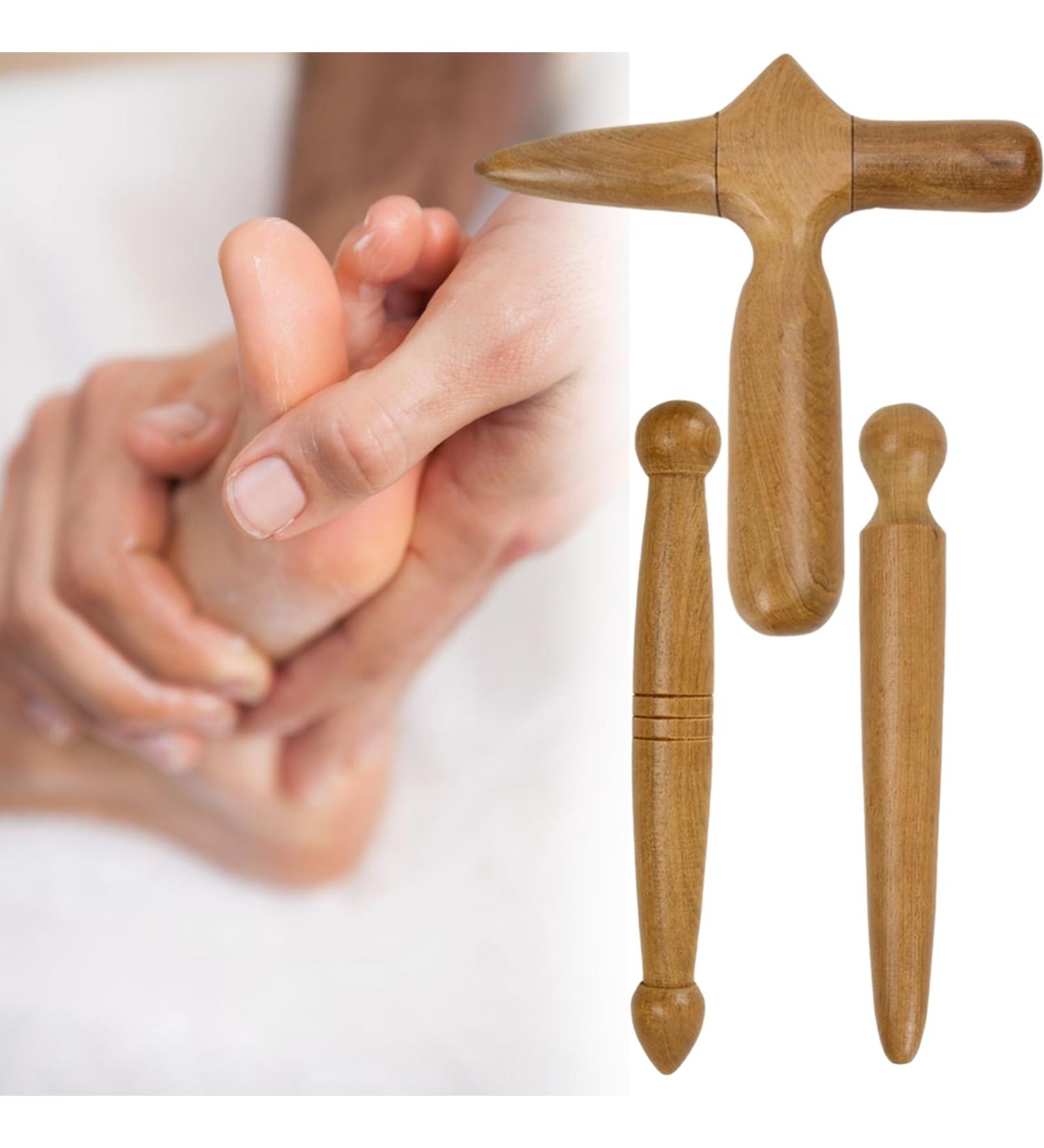 Thai Massage Tool Set - 3 Pieces Wooden Trigger Rollers for Foot & Muscle Relief | International Shipping - Buy Online on GoSupps.com