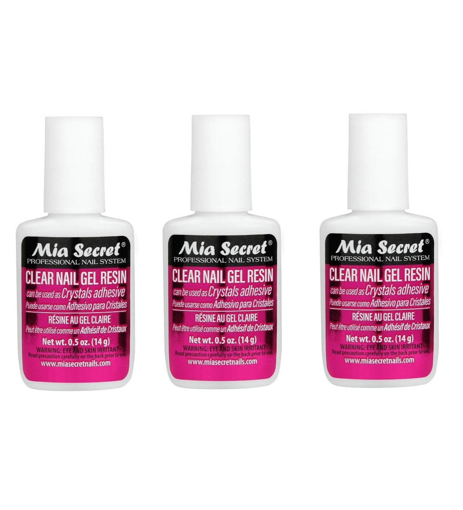 Mia Secret 3 pack ( oz.) Brush On Clear Nail Gel Resin - Glues crystals