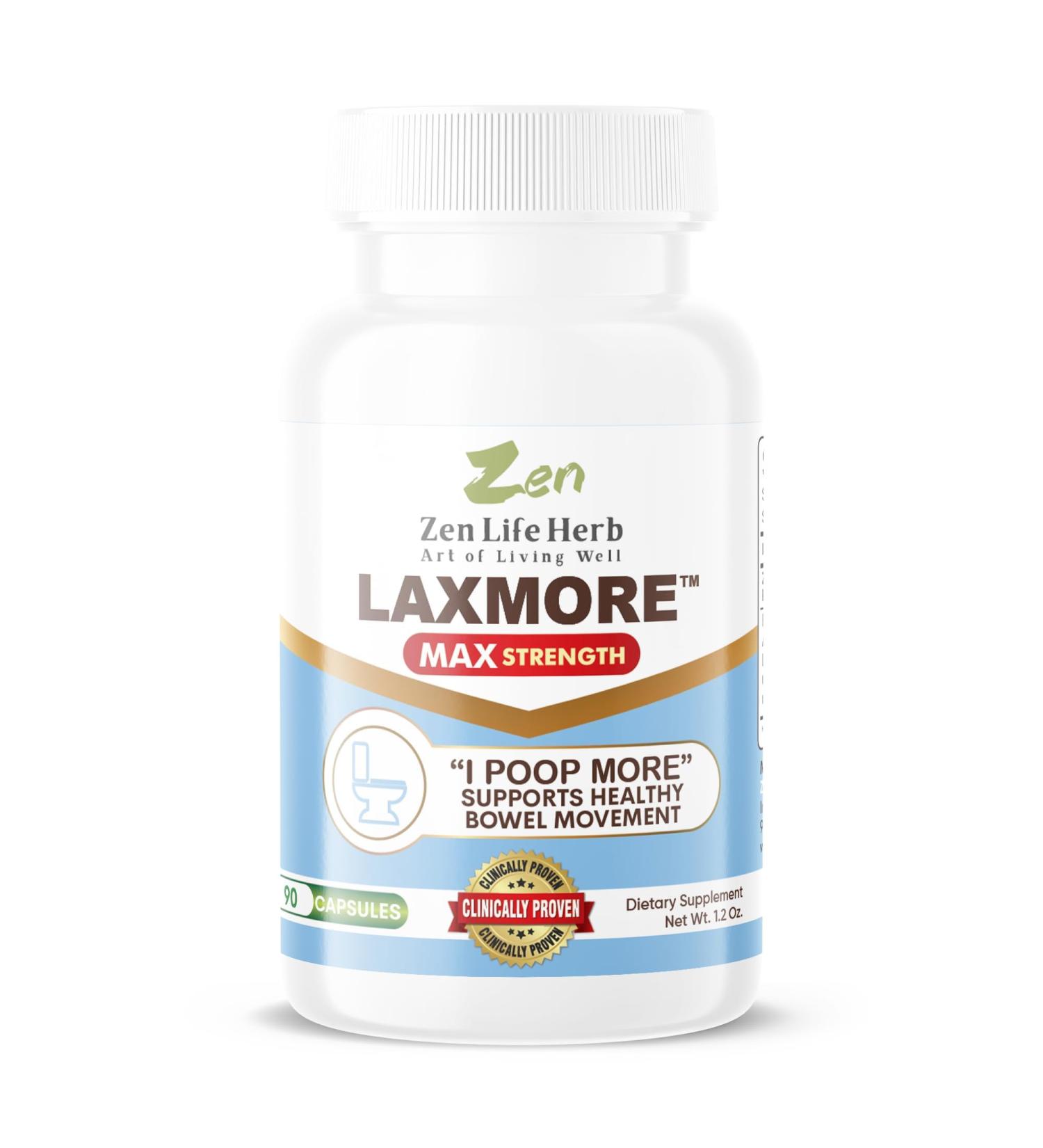 ZEN LIFE HERB LAXMORE I Poop More Max Strength 100% Natural Plant-Based Supplement (90 Capsules) - Buy Online on GoSupps.com