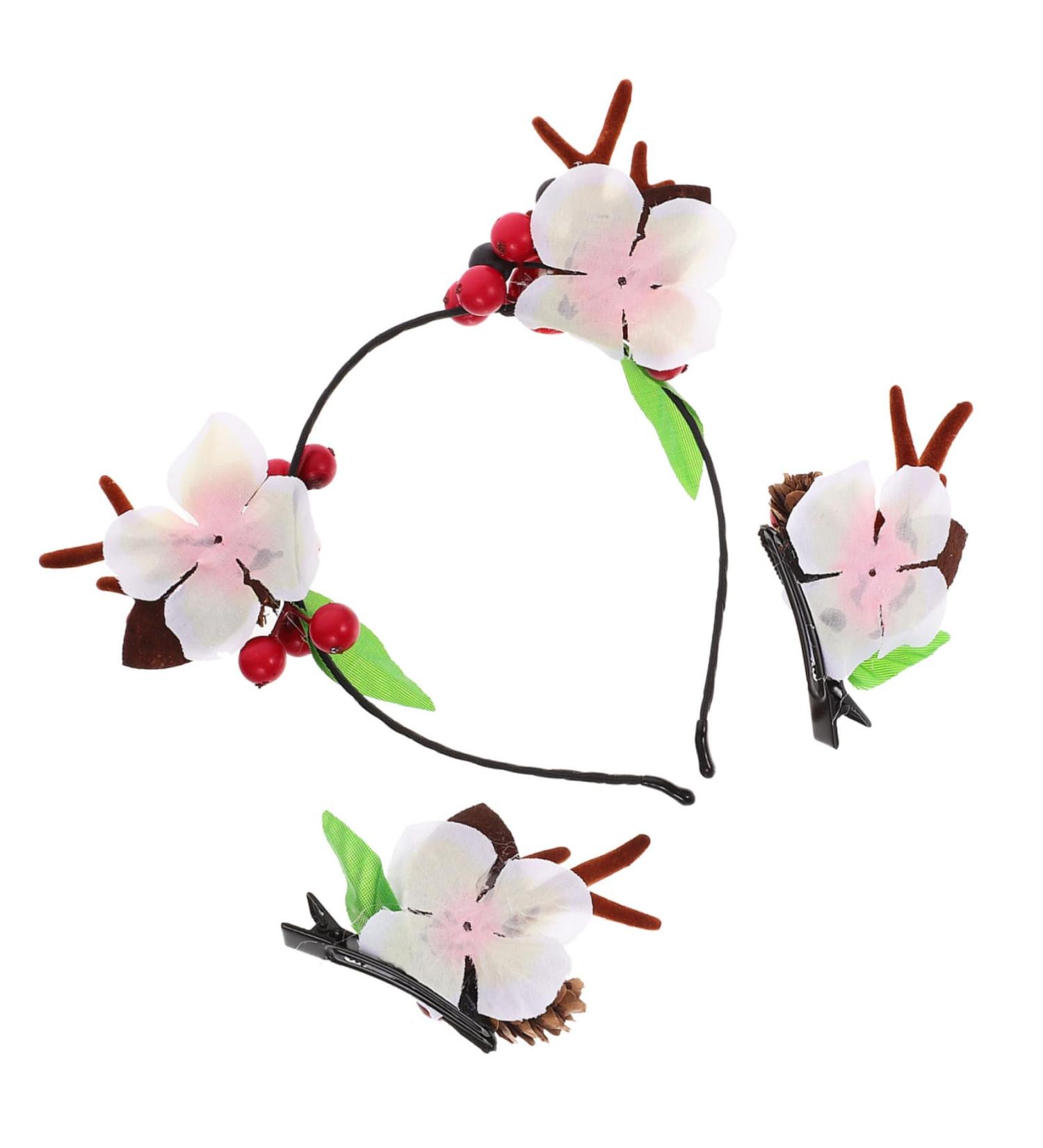 minkissy 1 Set Christmas Headdress Antlers Ears Headband Reindeer Headwear Fawn Headband Antlers Headband Hair Accessories for Girls Christmas Headbands Pair Clip Women's Metal Elk Horns - Buy Online on GoSupps.com