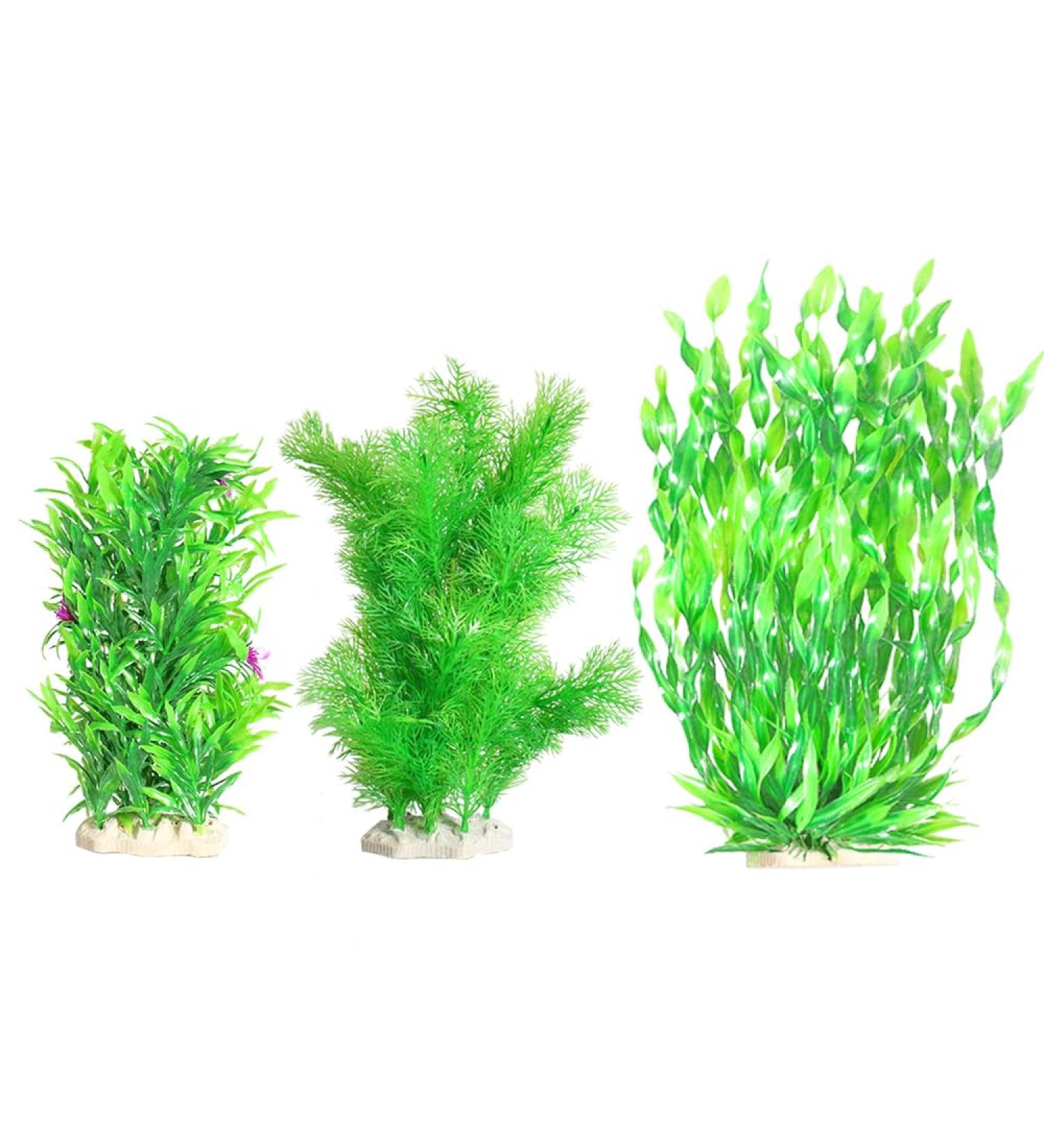 Ctpeng 3-Piece Plastic Aquarium Plants (24-32 cm) | XL Green Aquarium Decoration for Stunning Aquascapes - International Shipping Available - Buy Online on GoSupps.com