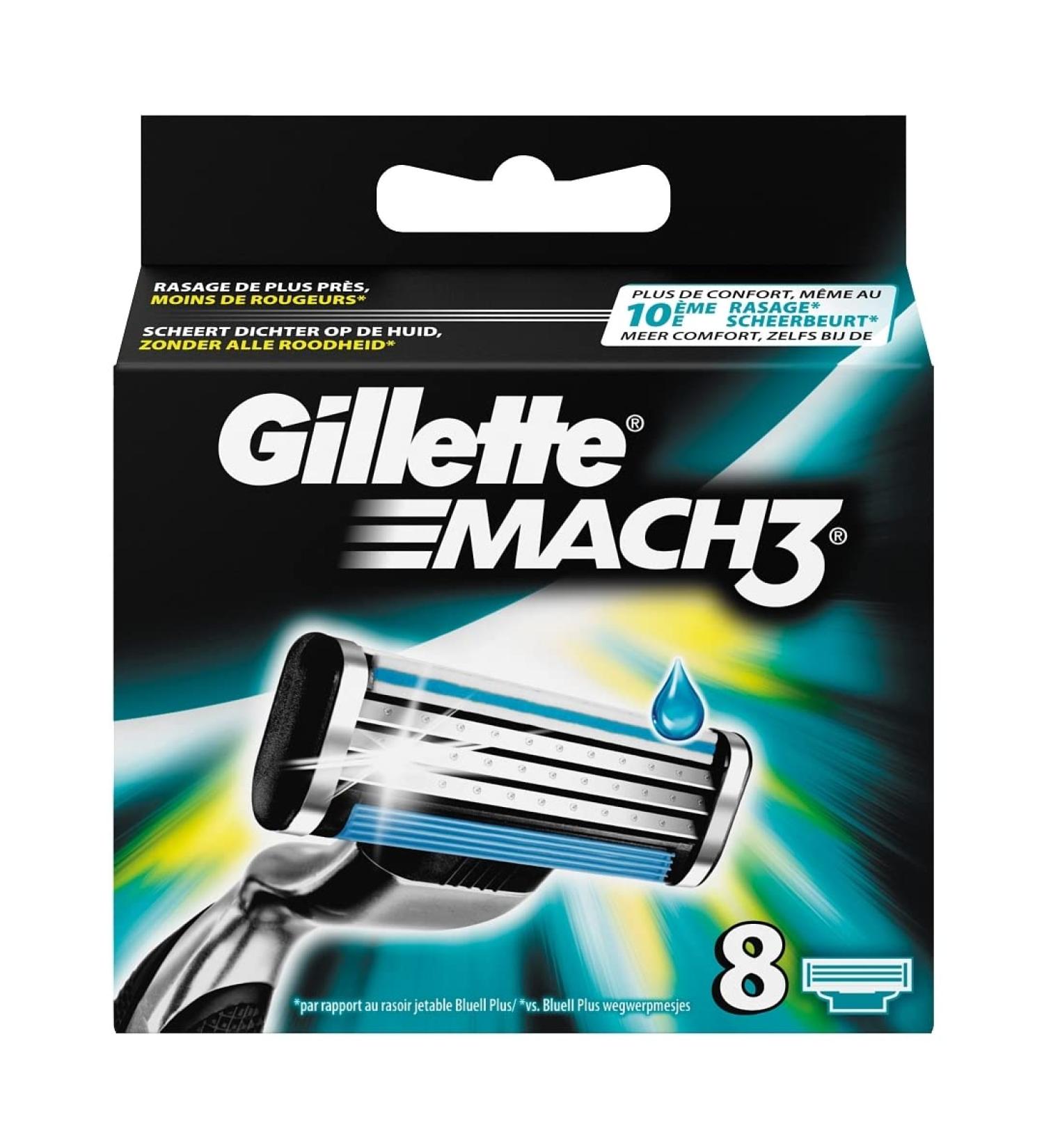Buy Gillette Mach3 Razor Blades for Men - Pack of 8 Refills | International Shipping Available - Buy Online on GoSupps.com