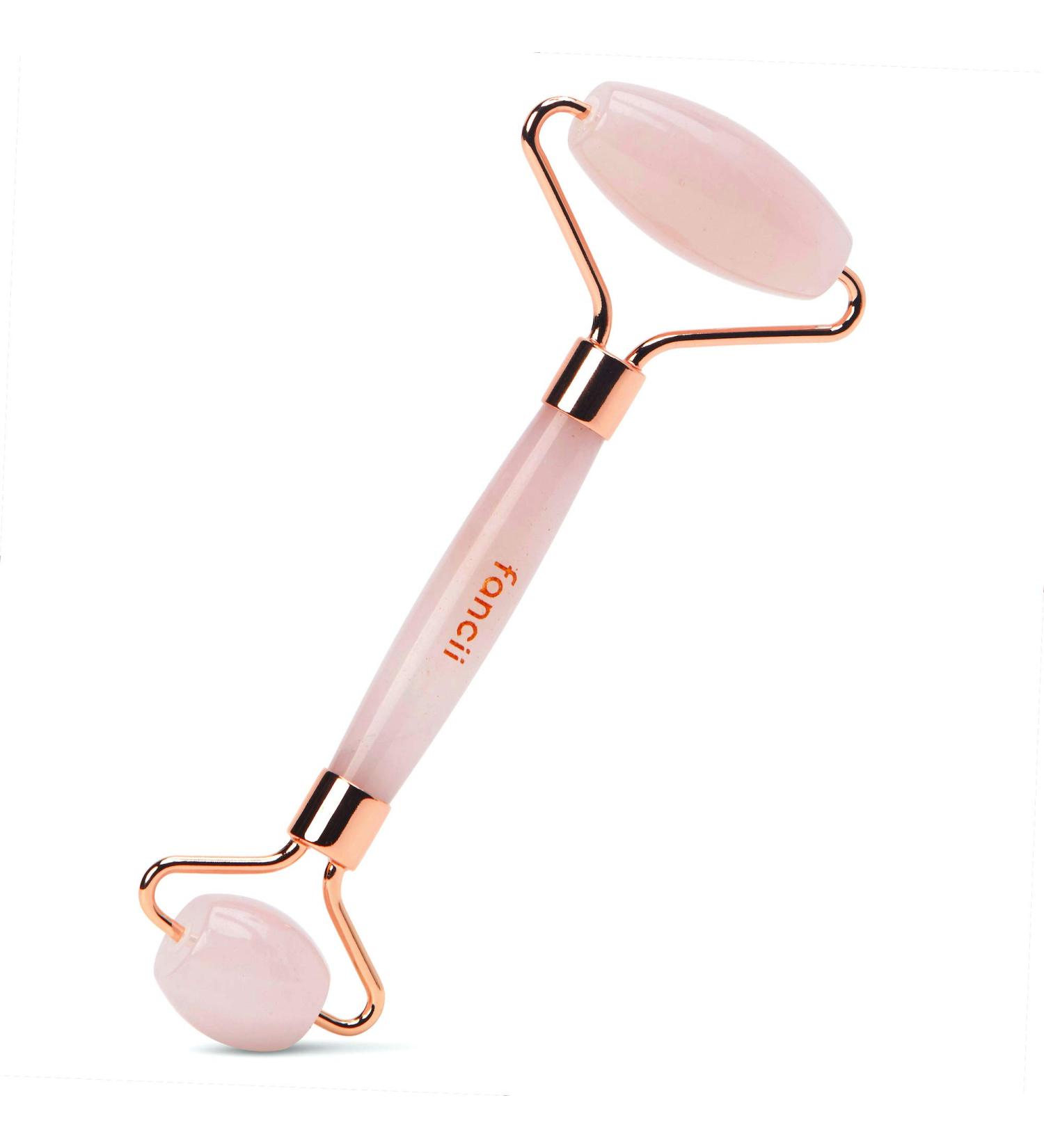 Fancii Rose Quartz Facial Roller Massager | Anti-Aging Jade Skincare Tool | 100% Brazilian Quartz for Face Eyes & Body - Buy Online on GoSupps.com