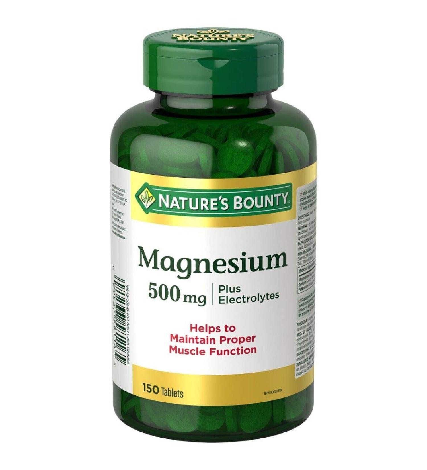 Nature's Bounty Magnesium 500mg + Electrolytes 150 Tablets - Muscle Support & Hydration - Buy Online on GoSupps.com