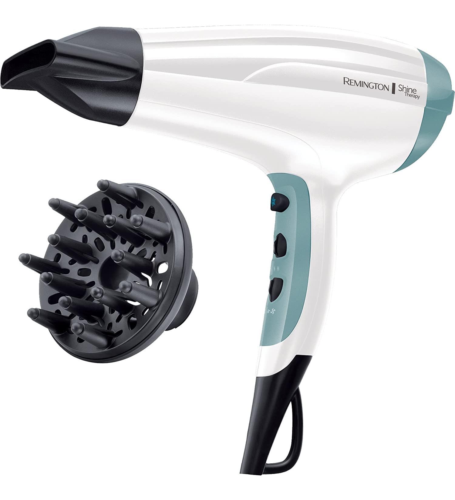 Remington D5216 Hair Dryer - Light & Quiet Shine Therapy 2300W Lightweight 3 Heat & 2 Speed Settings Includes Diffuser & Styling Nozzle - International Shipping Available - Buy Online on GoSupps.com