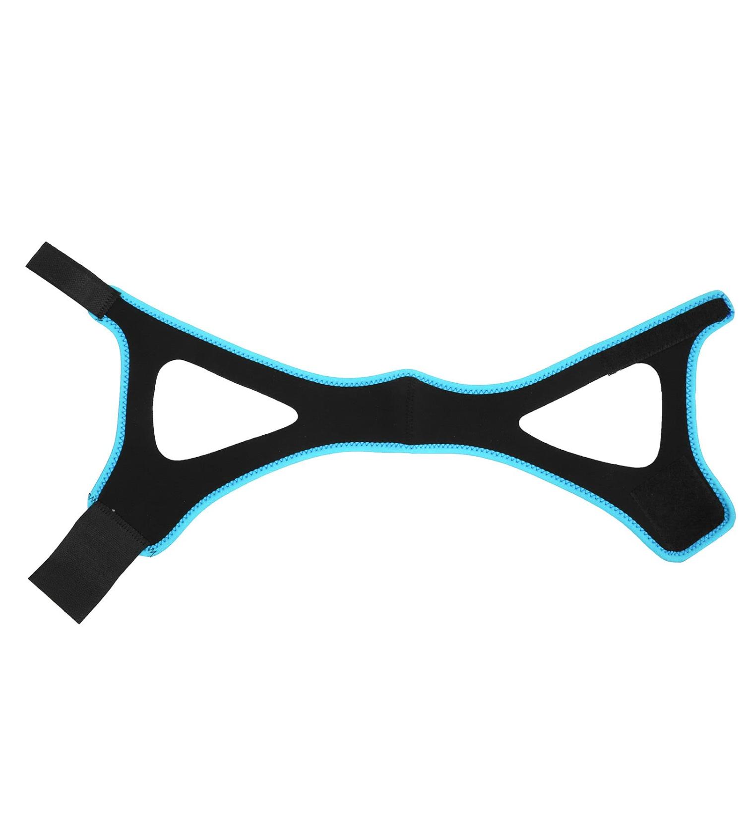 Adjustable Anti-Snoring Chin Strap - Black with Sky Blue Trim - Stop Snoring & Improve Sleep Quality - Buy Online on GoSupps.com