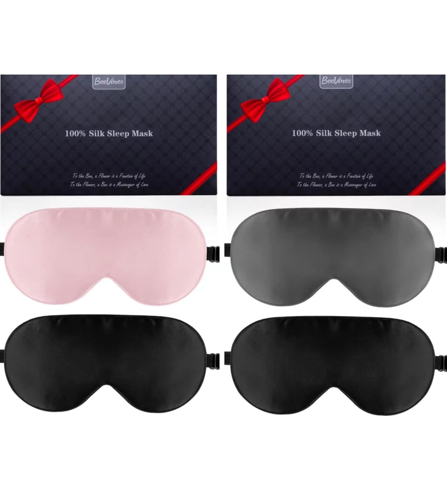 4 Pack Silk Sleep Masks - Black and Grey | Luxurious Eye Mask Set - Buy Online on GoSupps.com