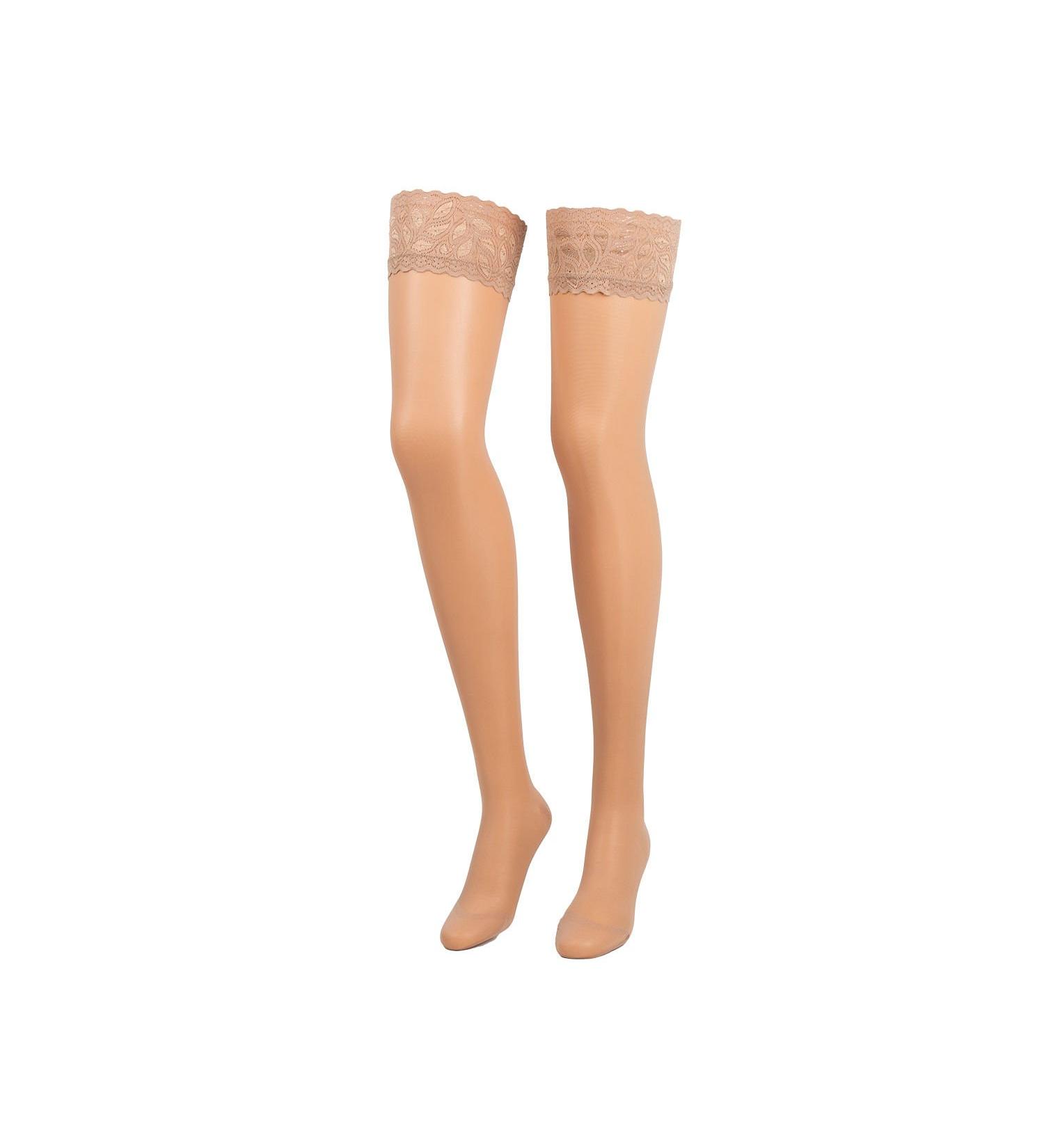 Compressana Calypso 140 The fine -knit support stockings with lace ligament - effective support effect with approx. 15-18 mmHg compression (support class 3) - almost eye -to -eye fine and smooth stitch image - thigh stockings with adhesive tape - size IV 