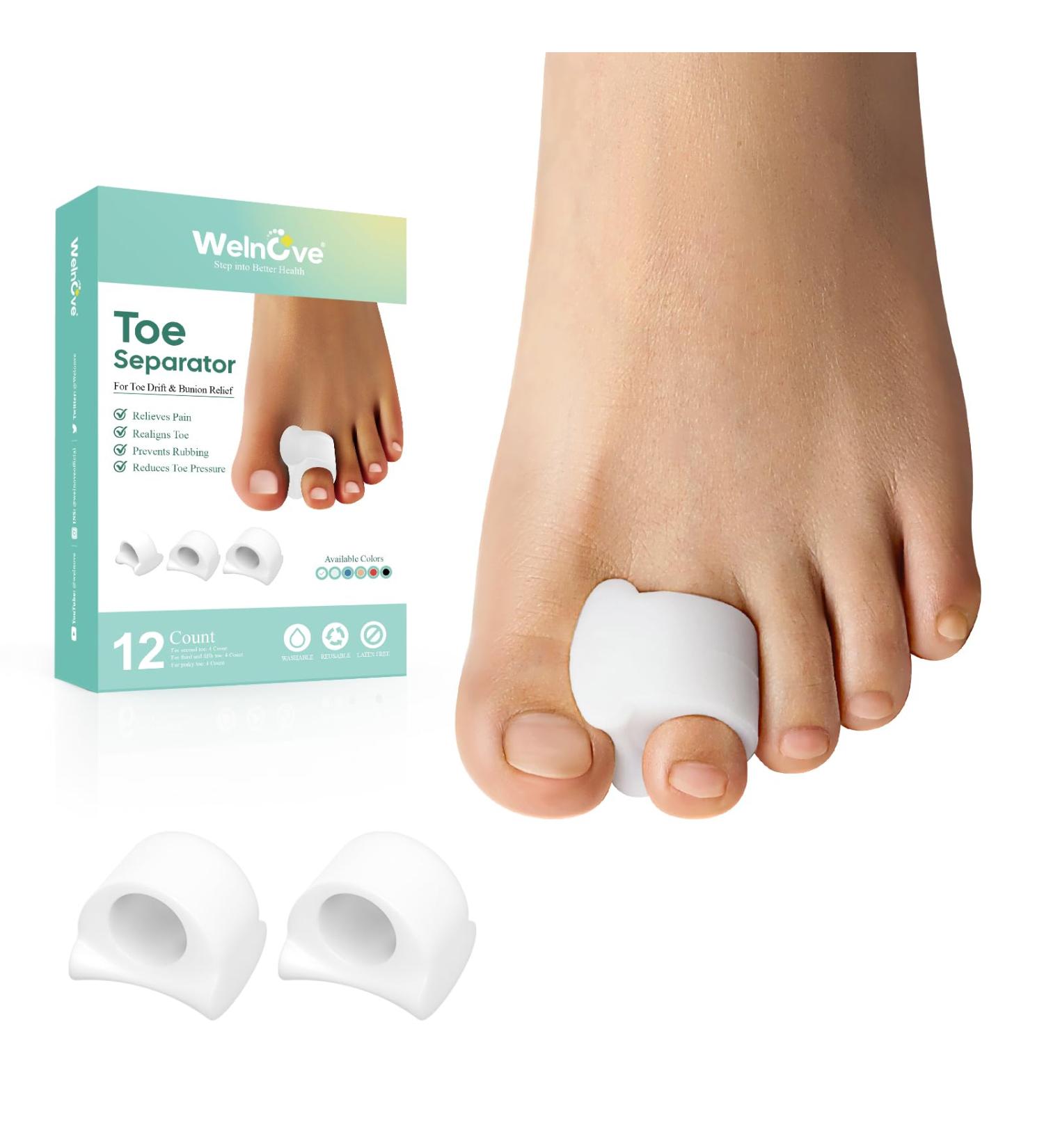 Welnove Toe Separator - Bunions Relief & Hammer Toe Corrector - Medium Size Toe Spacers for Overlapping Toes - Buy Online on GoSupps.com
