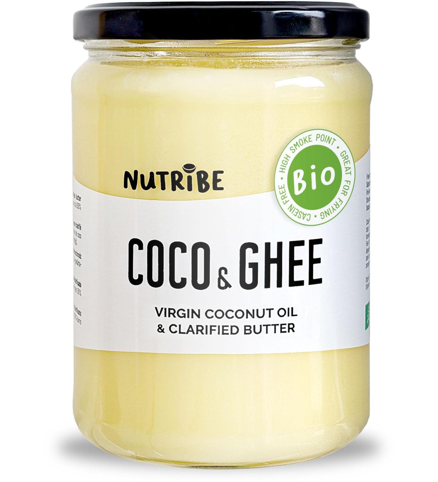 NUTRIBE Ghee and Organic Coconut Oil (500g jar) | Clarified pasture butter cold extracted coconut oil - Buy Online on GoSupps.com