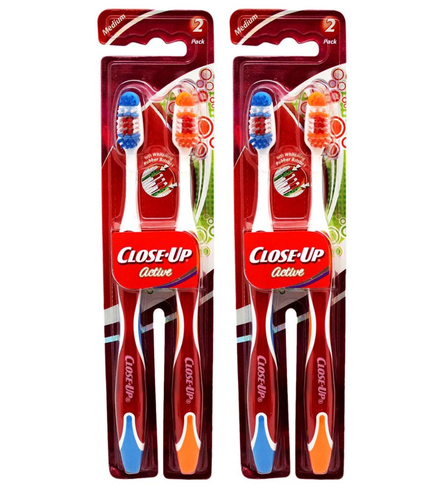 CLOSE-UP TOOTHBRUSH MED. ACTIVE 2-2 packs 4 brushes