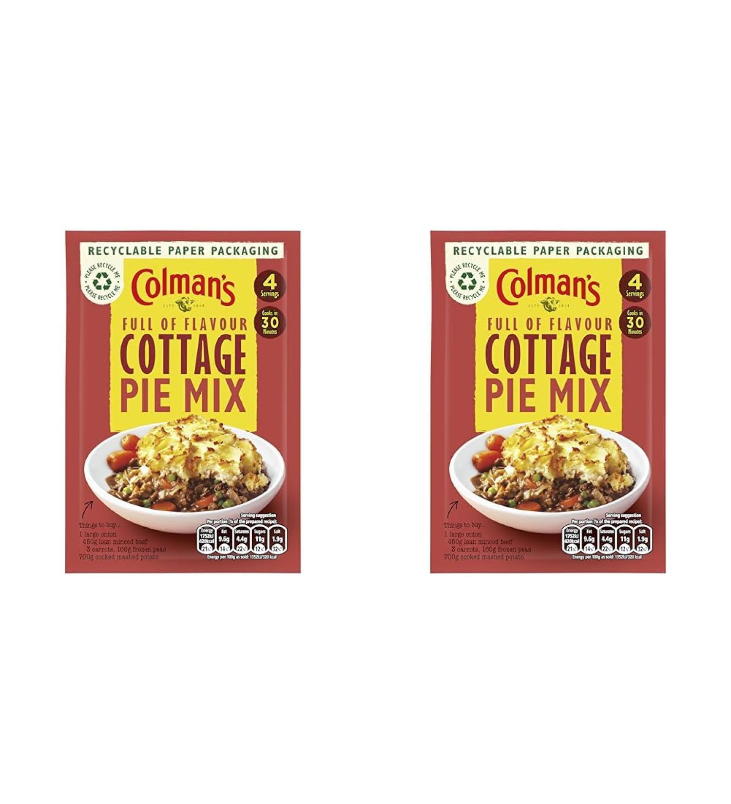 Colman's Cottage Pie perfect with creamy mashed potato Recipe Mix quick to prepare pie mix 45 g (Pack of 2) Creamy mashed potato 45 g (Pack of 2) - Buy Online on GoSupps.com