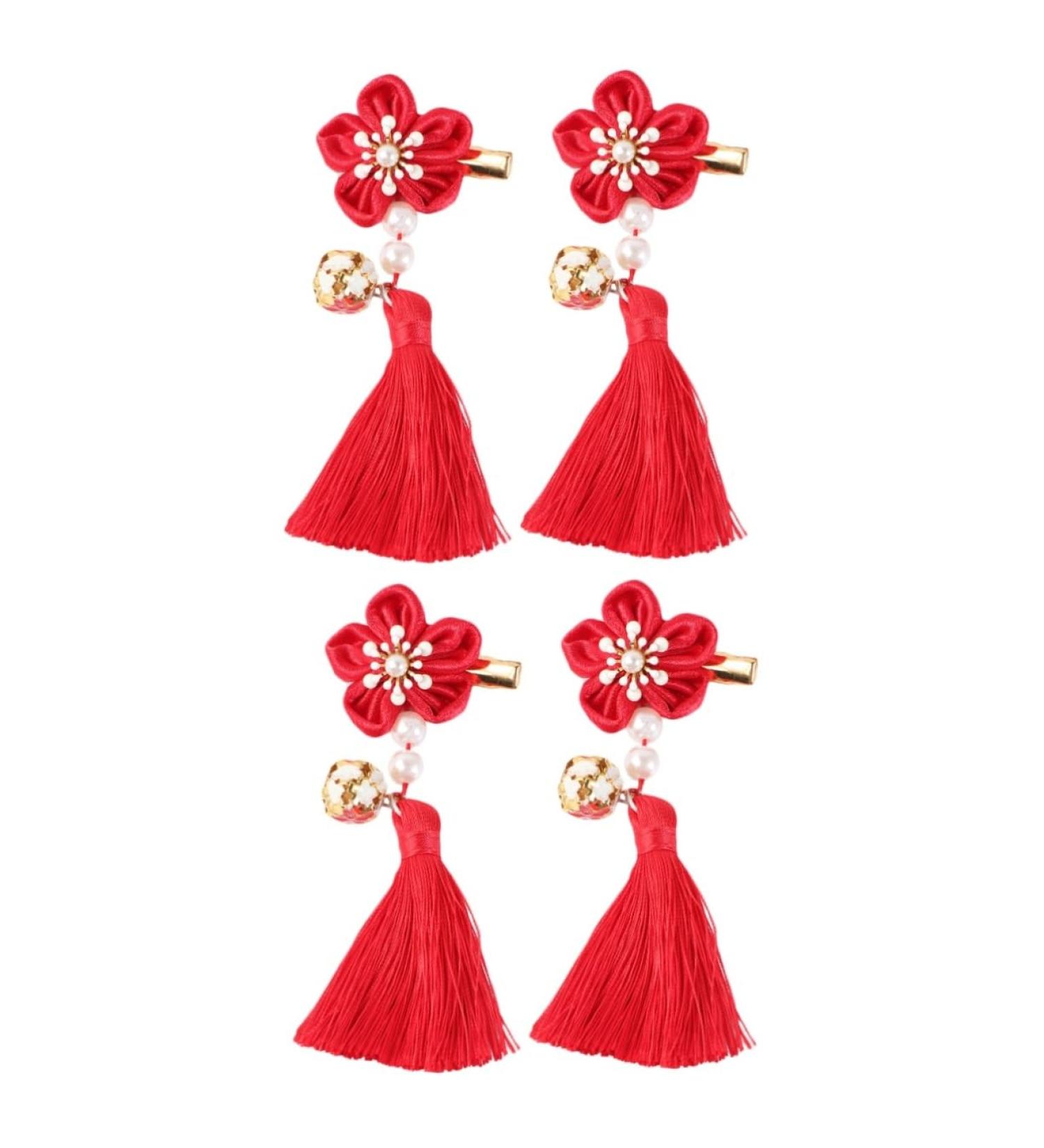 ABOOFAN 2 Pairs Chinese Style Hairpins Tassel Hair Clips Hair Clips for Girls Girl Hair Clips Japanese-style Hairpin Kids Hairpin for New Year Hair Clip for Han Chinese Clothing Bow Tie - Buy Online on GoSupps.com