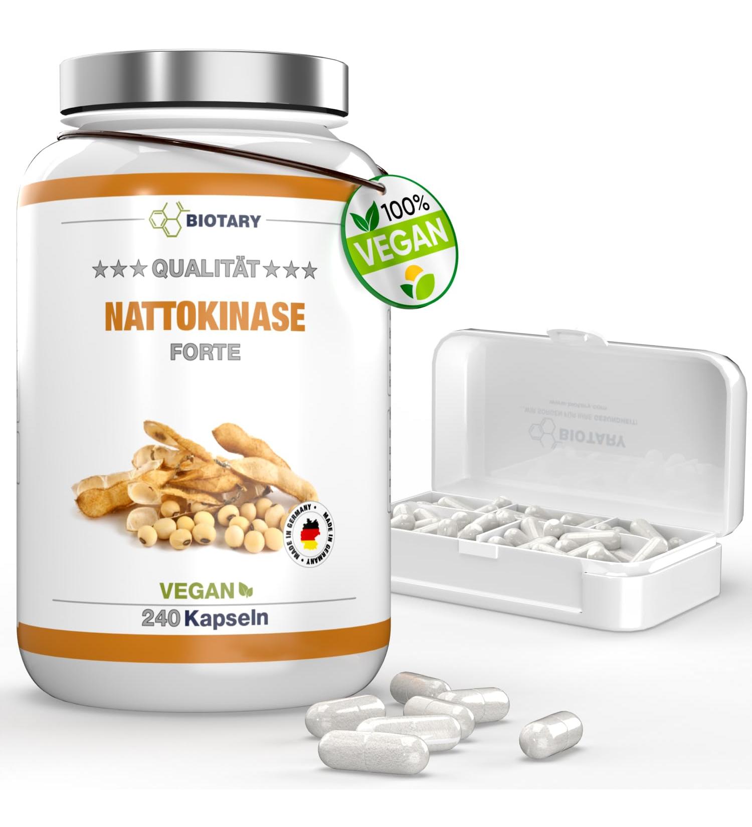 Nattokinase 240 Capsules - High-Dose 100 mg (20 000 FU/g) - 8 Month Supply - Vegan & GMO-Free - Lab-Tested & Additive-Free - Buy Online on GoSupps.com