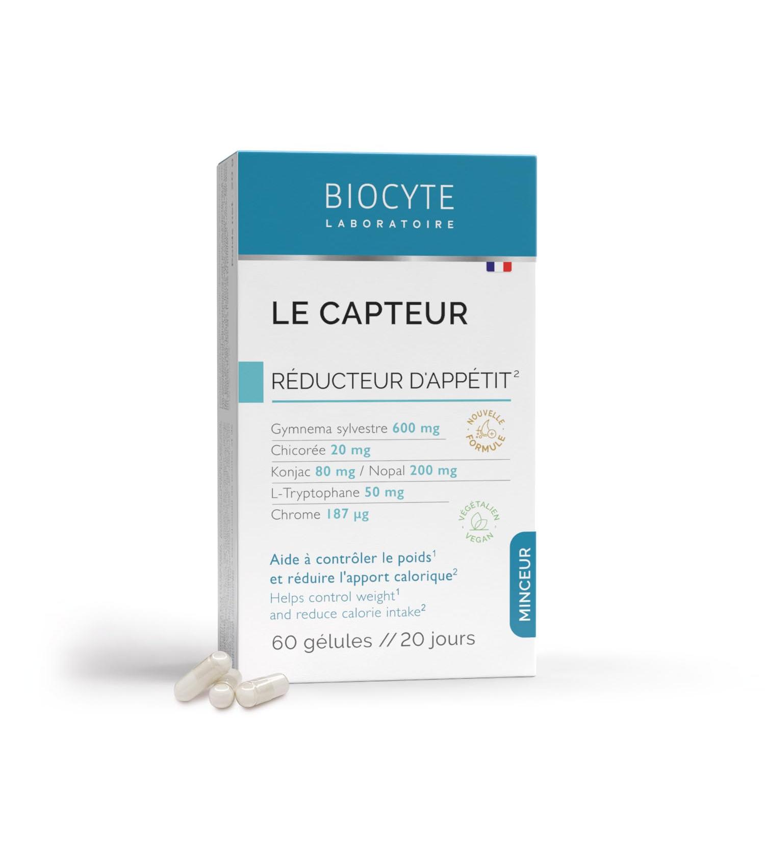 BIOCYTE Le Capteur - Complement Alimentaire Coupe Faim - Konjac Gymnema Sylvestre Chrome Vitamine B1-60 g lules - Programme de 20 Jours - Buy Online on GoSupps.com