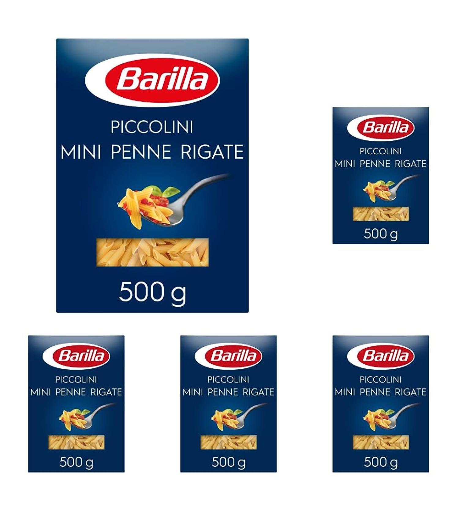Barilla Piccolini Mini Penne Rigate - High-Quality Durum Wheat Pasta 500g (Pack of 5) - Quick 6-Minute Cooking Time - International Shipping Available - Buy Online on GoSupps.com