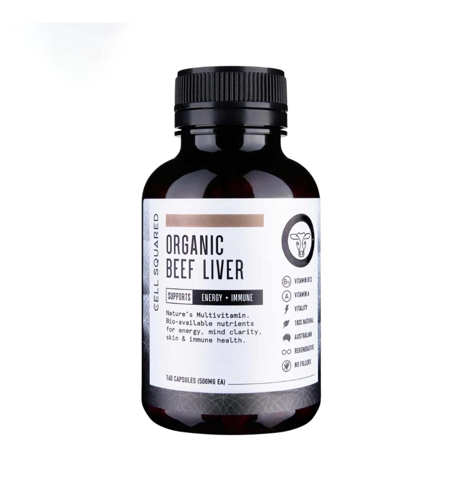 Juvein cellsquared Organic Grass-Fed Beef Liver Capsules-Beef Organ Supplement 140 Capsules