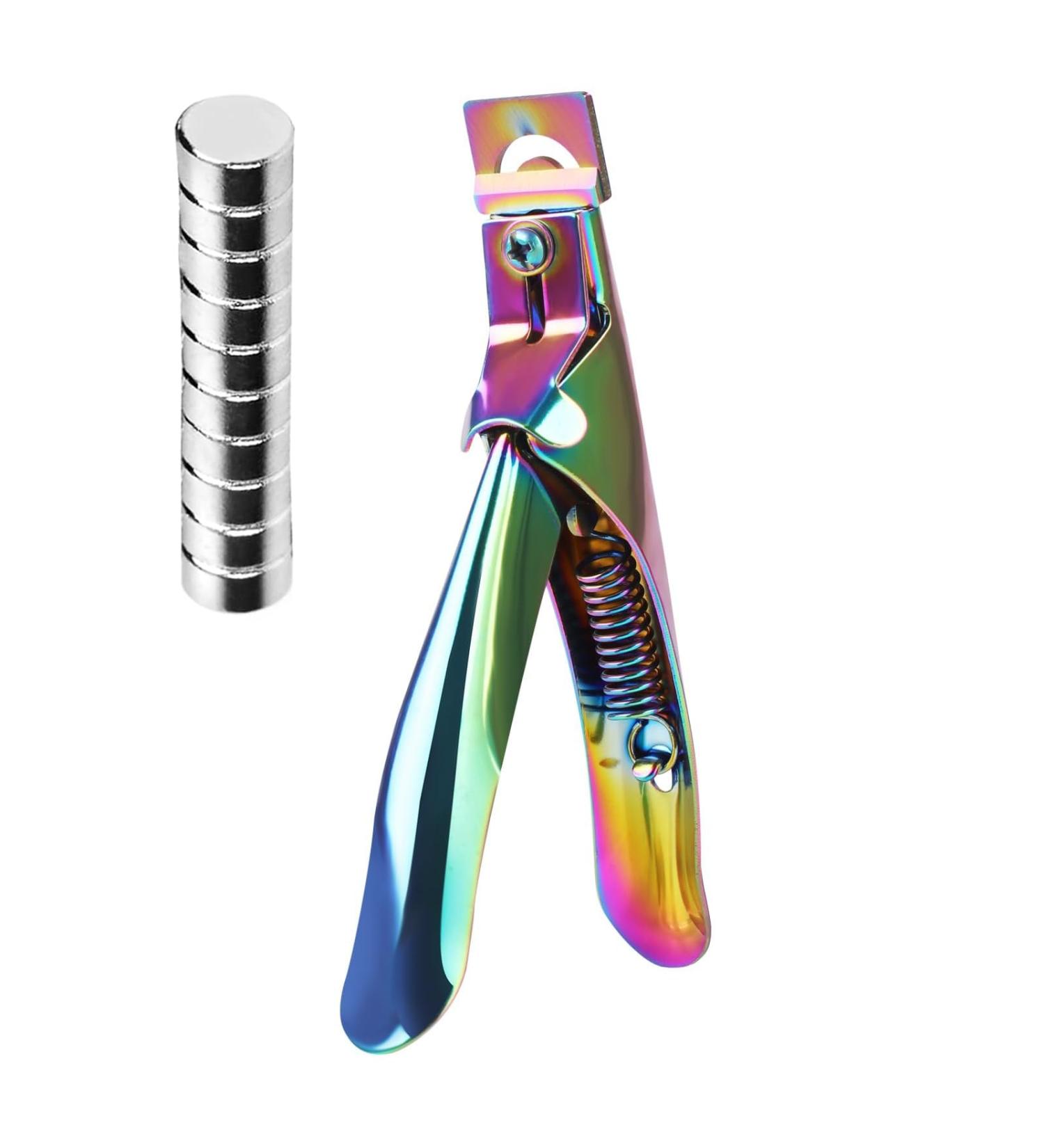 Shop Rainbow Acrylic Nail Clippers - Adjustable Stainless Steel Trimmer with Magnetic Sizer for Precision Nail Art & Manicure Tools | International Shipping Available - Buy Online on GoSupps.com