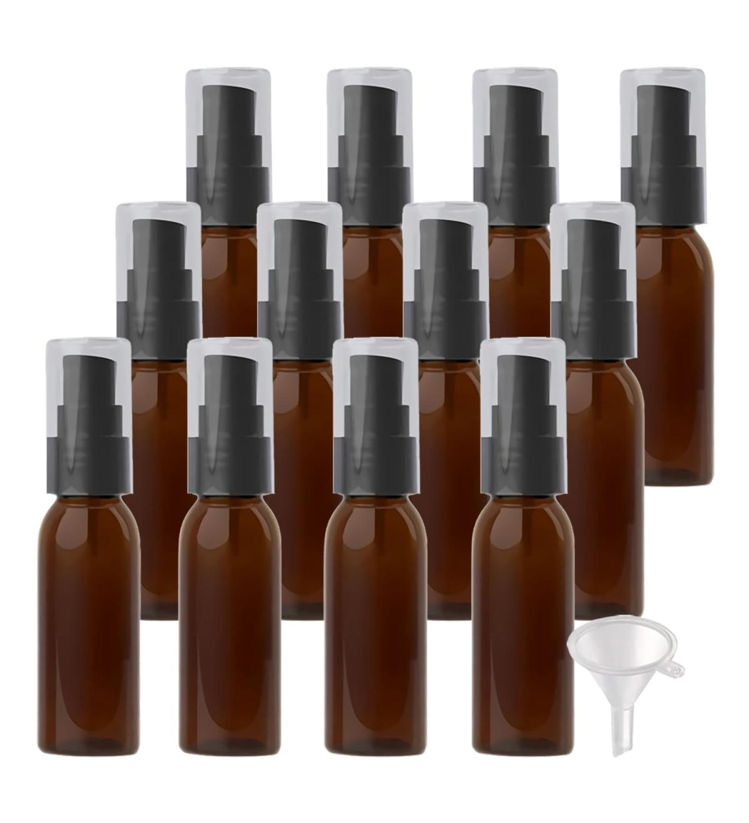 ZEOABSY 12 Pieces 30 ml Brown Lotion Bottles with Black Pump 30ml Empty PET Plastic Lotion Pump Bottle Cosmetic Gel Travel Container for Cosmetic Make up Cleaning + 2 x Funnel Brown 30ml - Buy Online on GoSupps.com