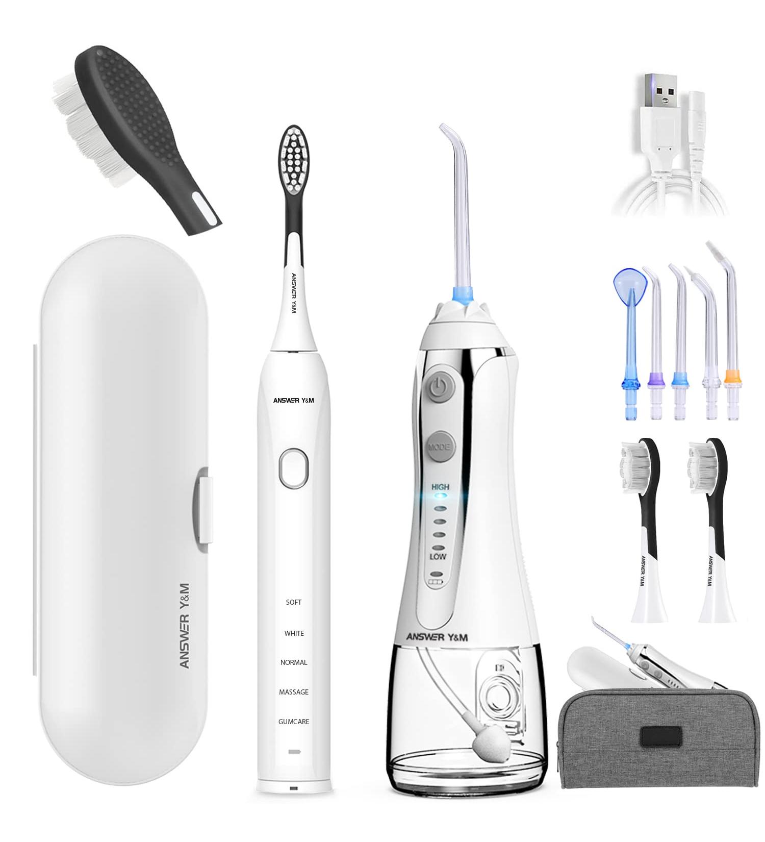 Cordless Water Flosser & Electric Toothbrush Combo for Whiter Teeth and Healthier Gums - Ideal for Oral Braces - Buy Online on GoSupps.com