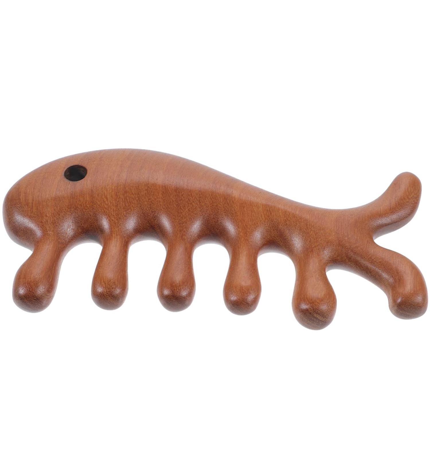 Buy Sewoart Fish-Shaped Jade Wooden Massage Comb Scalp Care Face Scratch Relief & Hair Removal Tool - Buy Online on GoSupps.com