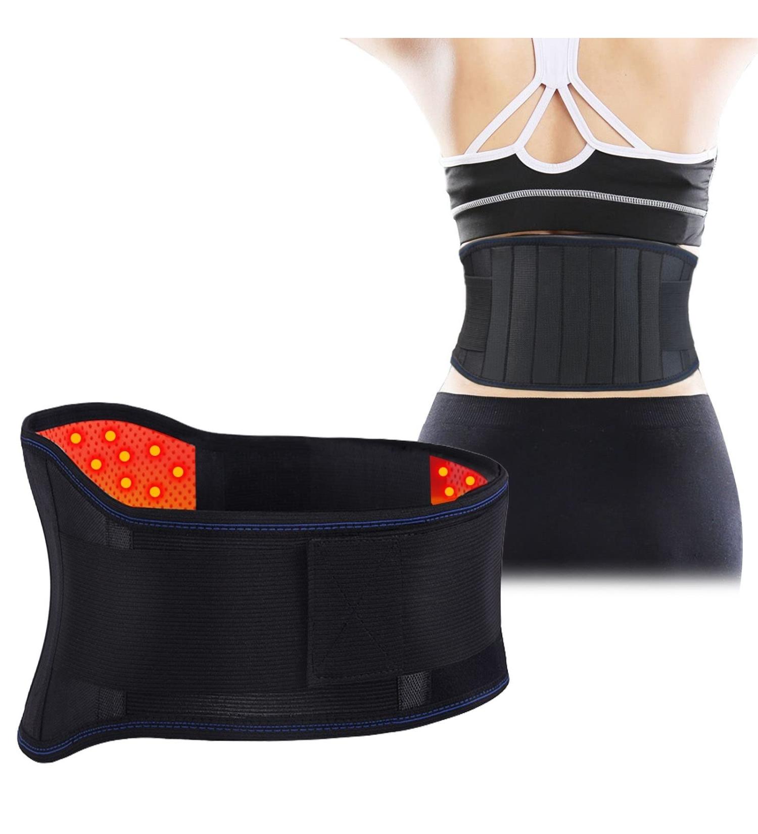 Buy Self-Warming Lordosis Back Bandage & Waist Trainer | Pain Relief for Herniated Disc Sciatica & Scoliosis - Adjustable Belly Control Belt in Schwa Black - Buy Online on GoSupps.com